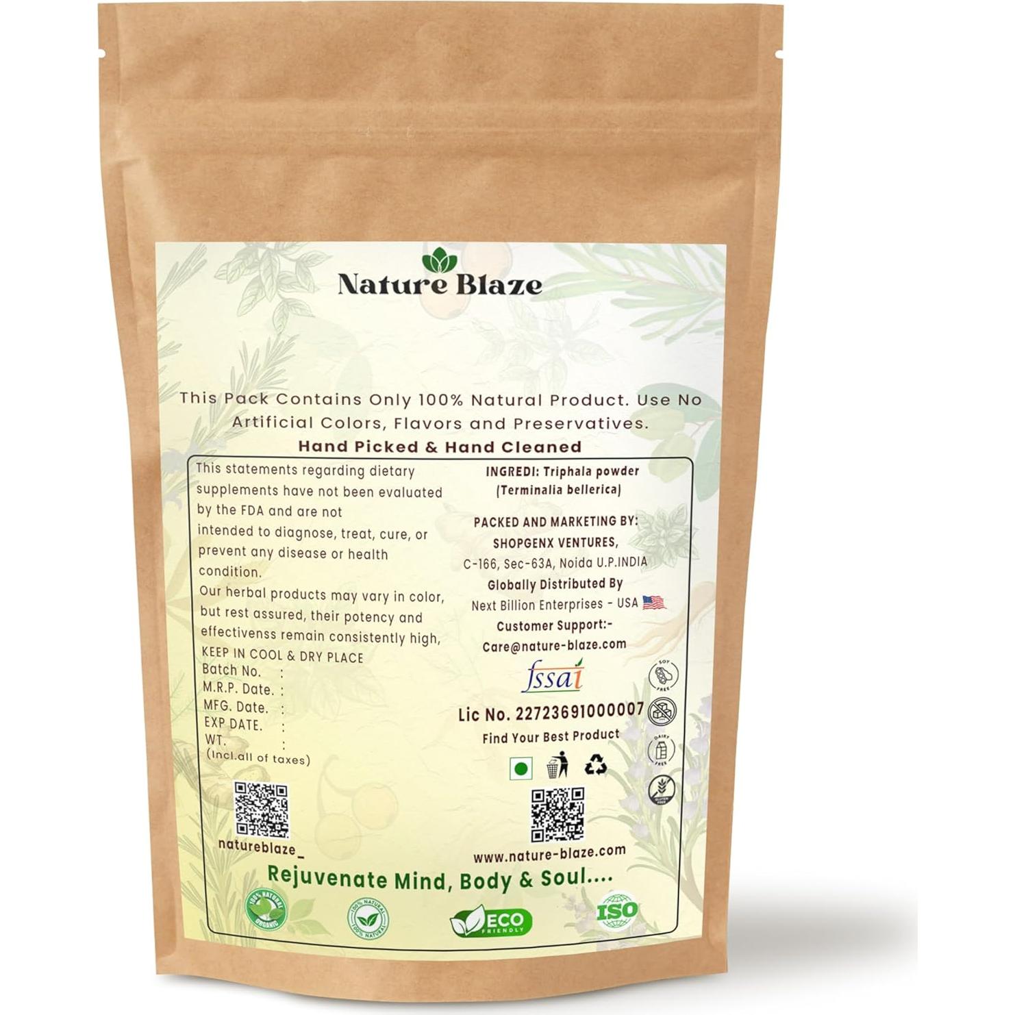 Polvo de Triphala Natural 200g | Amla, Haritaki, Baheda | Sin Aditivos