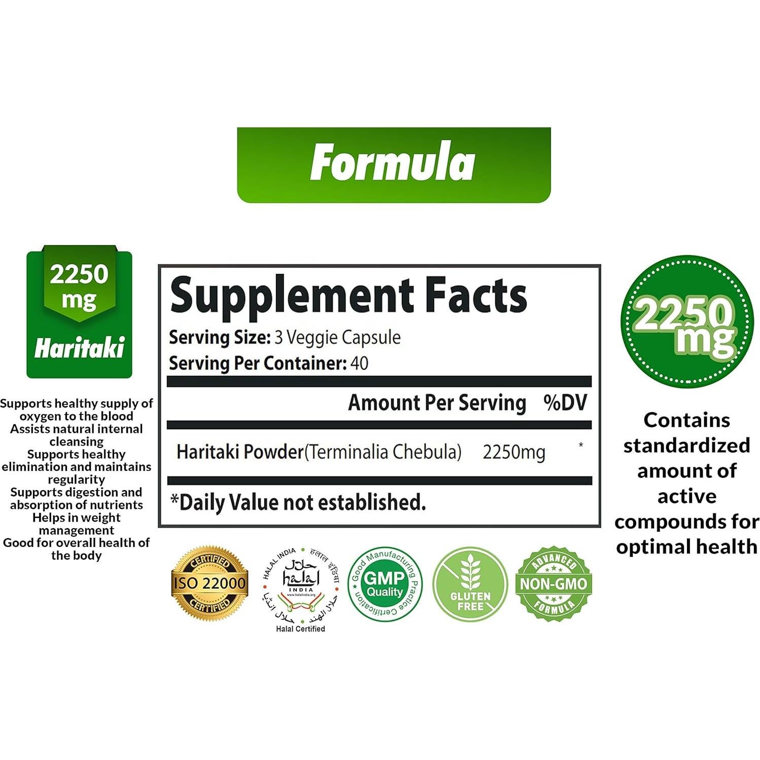 Cápsulas de Haritaki Orgánico Cona Nature 2250mg 120 Caps