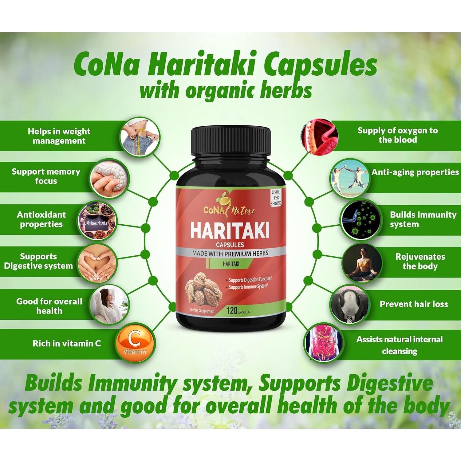 Cápsulas de Haritaki Orgánico Cona Nature 2250mg 120 Caps