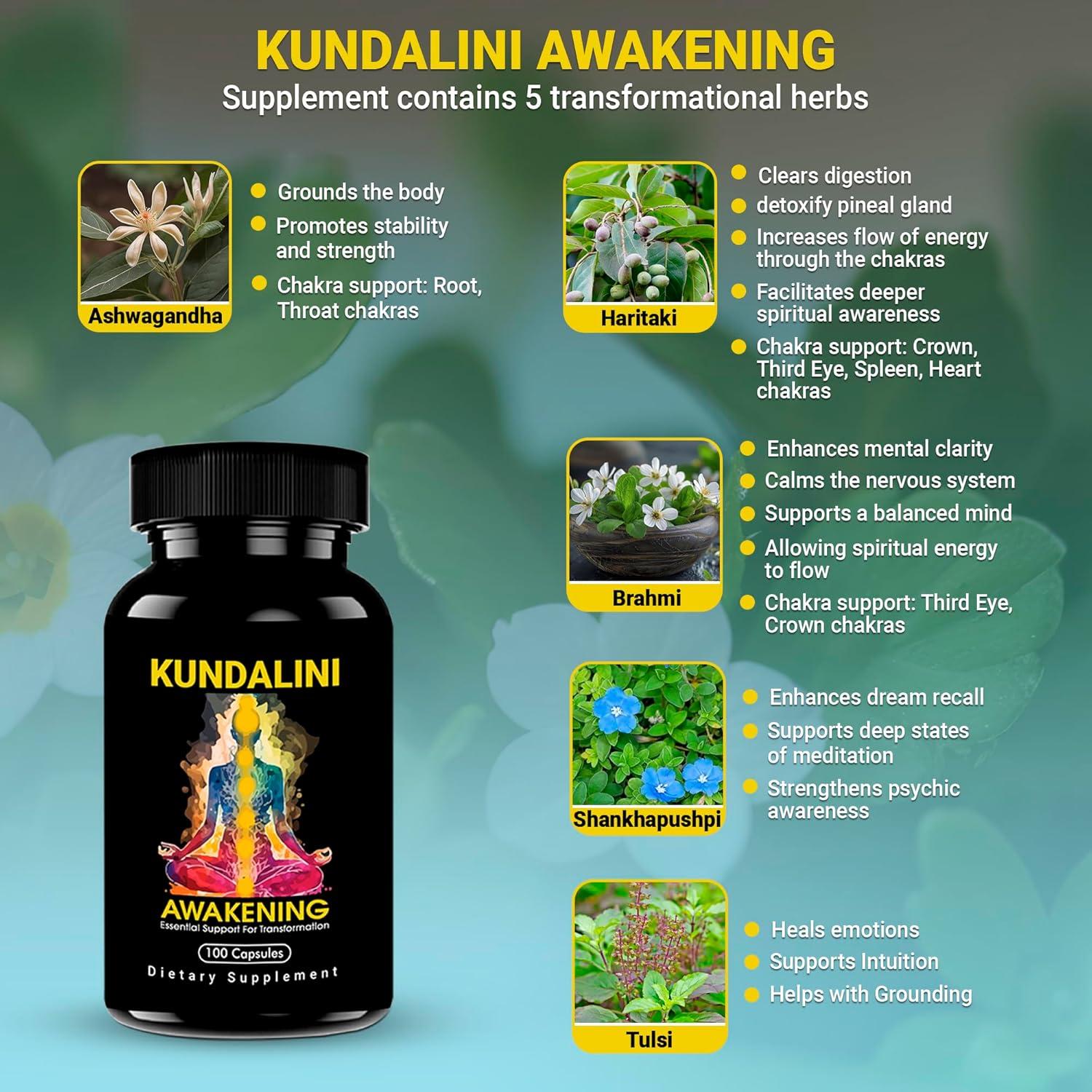 Suplemento Herbal Despertar Kundalini Kailash Herbals 100 Cápsulas
