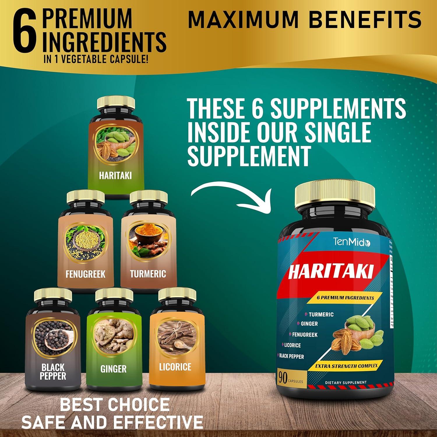 Suplemento Herbal Tenmido Cápsulas de Haritaki 90 Unidades