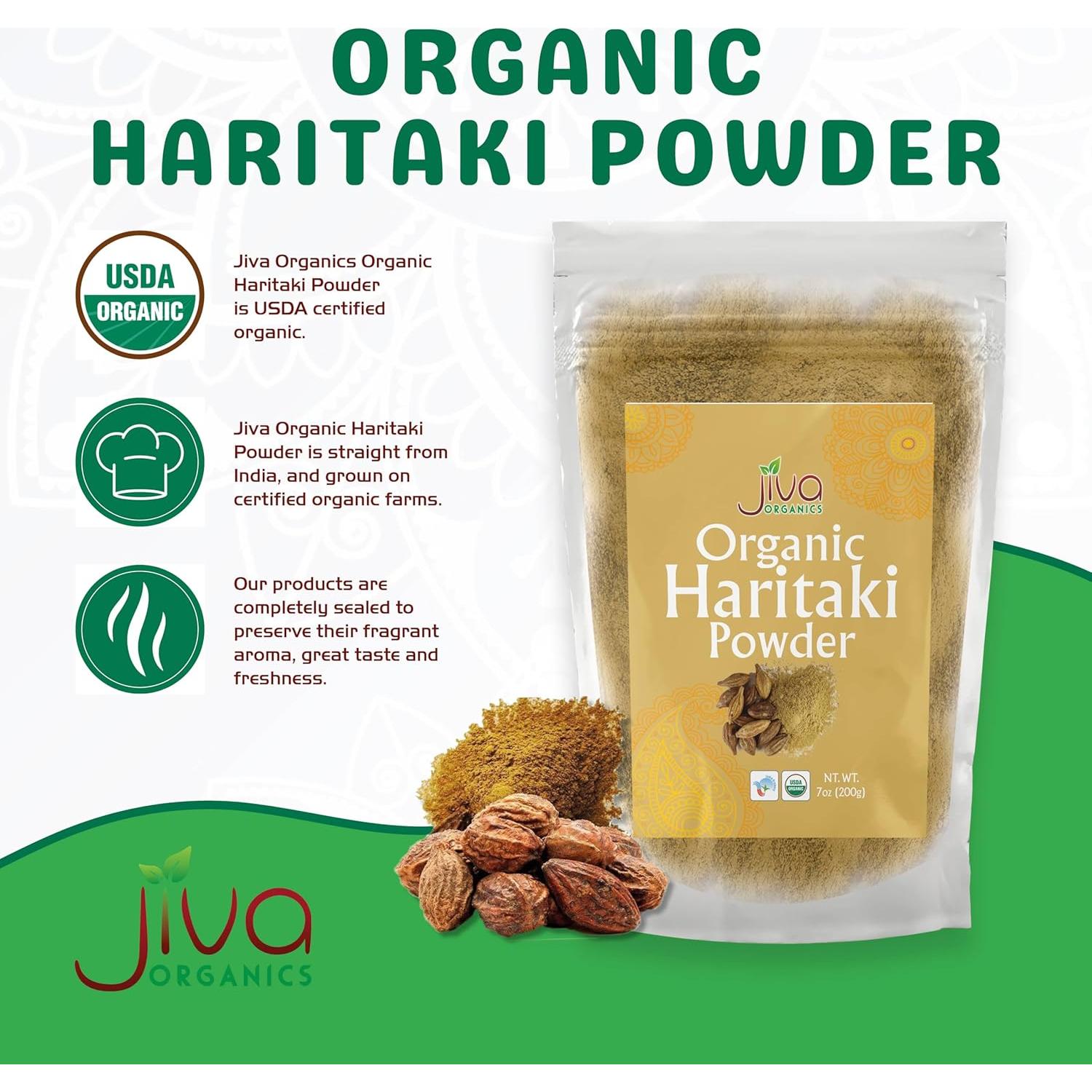 Polvo de Haritaki Orgánico Jiva 198g - 100% Puro Certificado