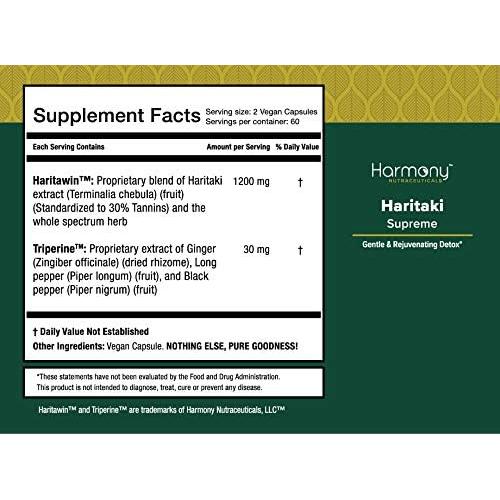 Haritaki Supremo Grado Clínico Harmony Nutraceuticals 120 Cápsulas Veganas