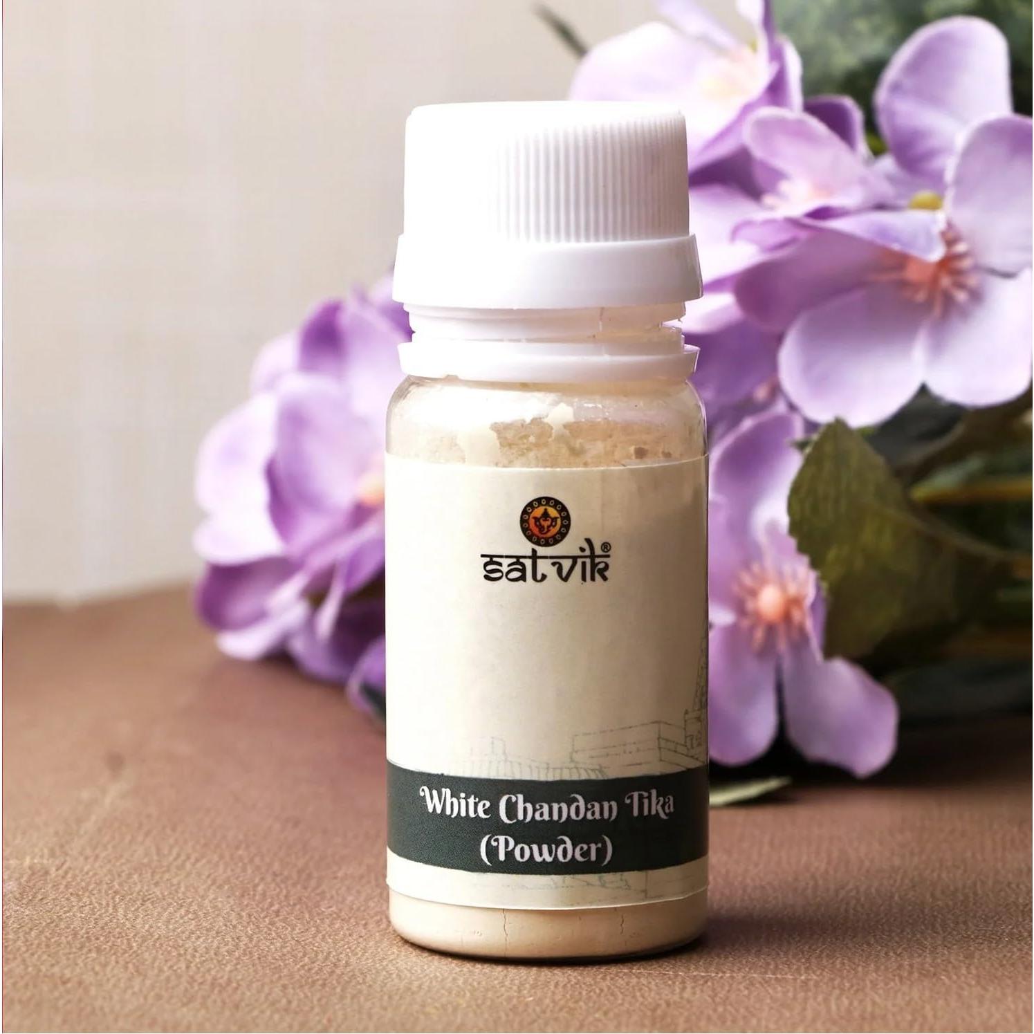 Polvo de Tikka de Chandan Blanco Satvik - 50 Gramos (2 Pcs)