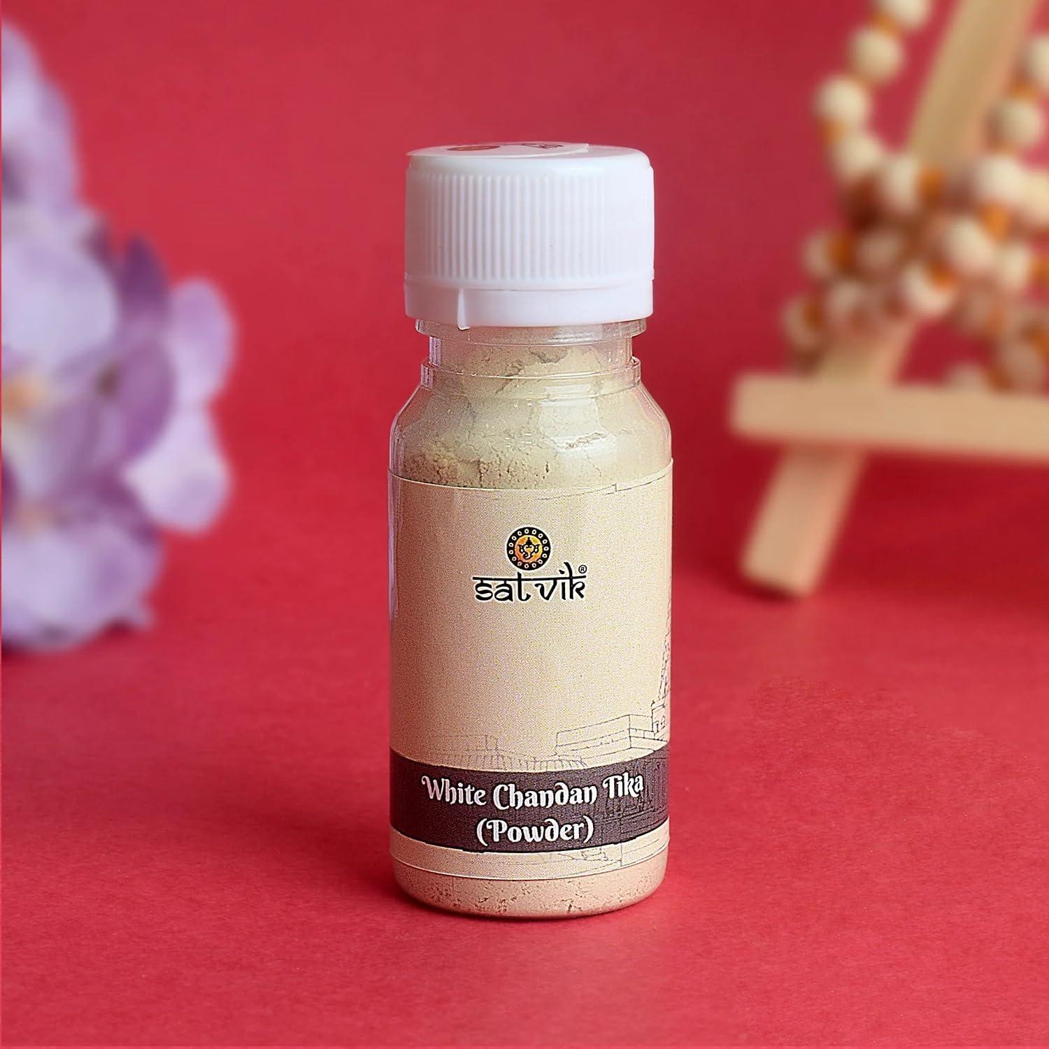 Polvo de Tikka de Chandan Blanco Satvik - 50 Gramos (2 Pcs)
