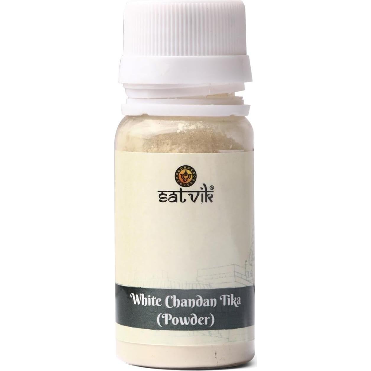 Polvo de Tikka de Chandan Blanco Satvik - 50 Gramos (2 Pcs)