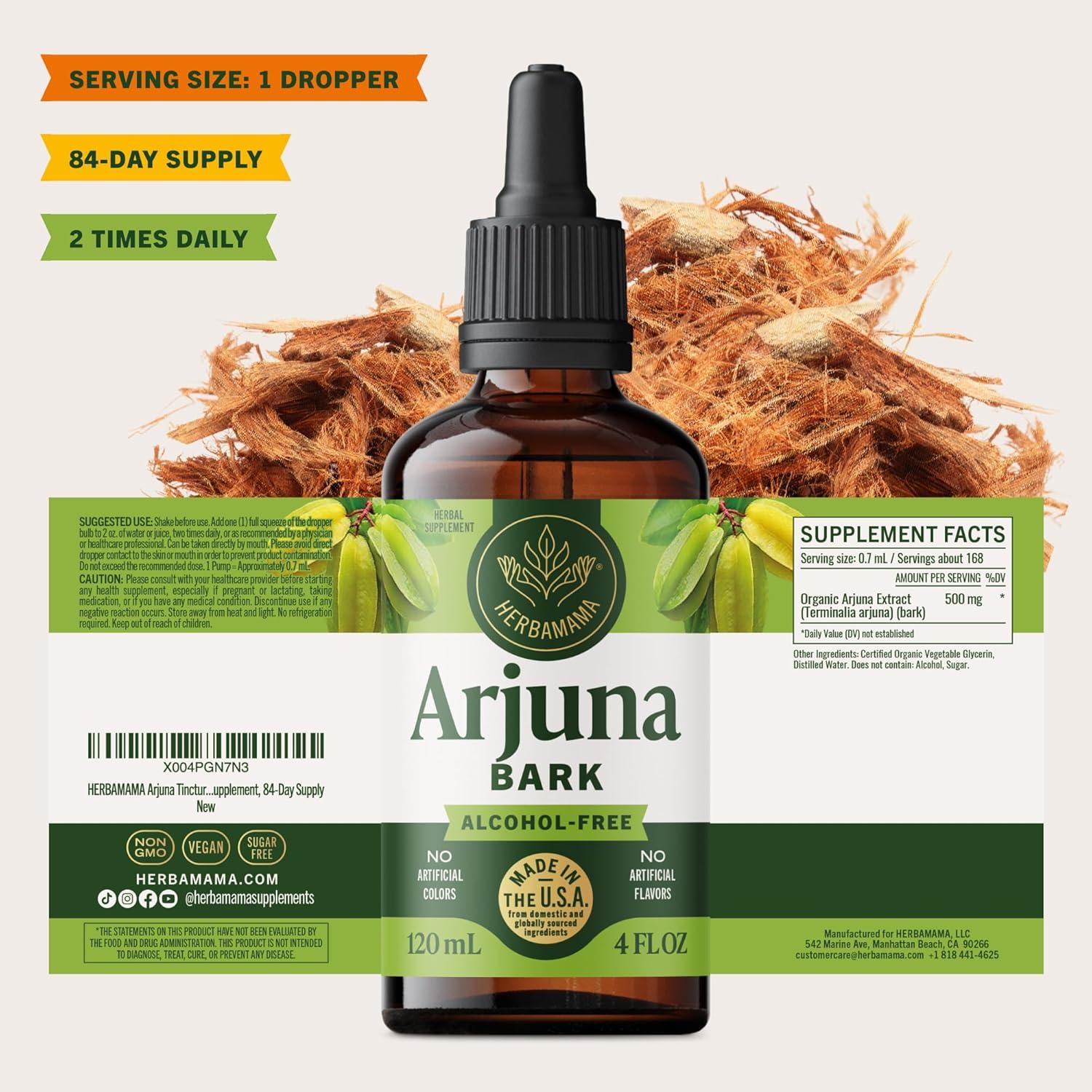 Tintura de Arjuna Herbamama 118 ml - Suplemento Antioxidante Vegano