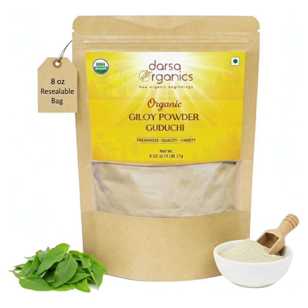 Polvo de Giloy Orgánico Darsa 227 g - Hierba Ayurvédica para Inmunidad