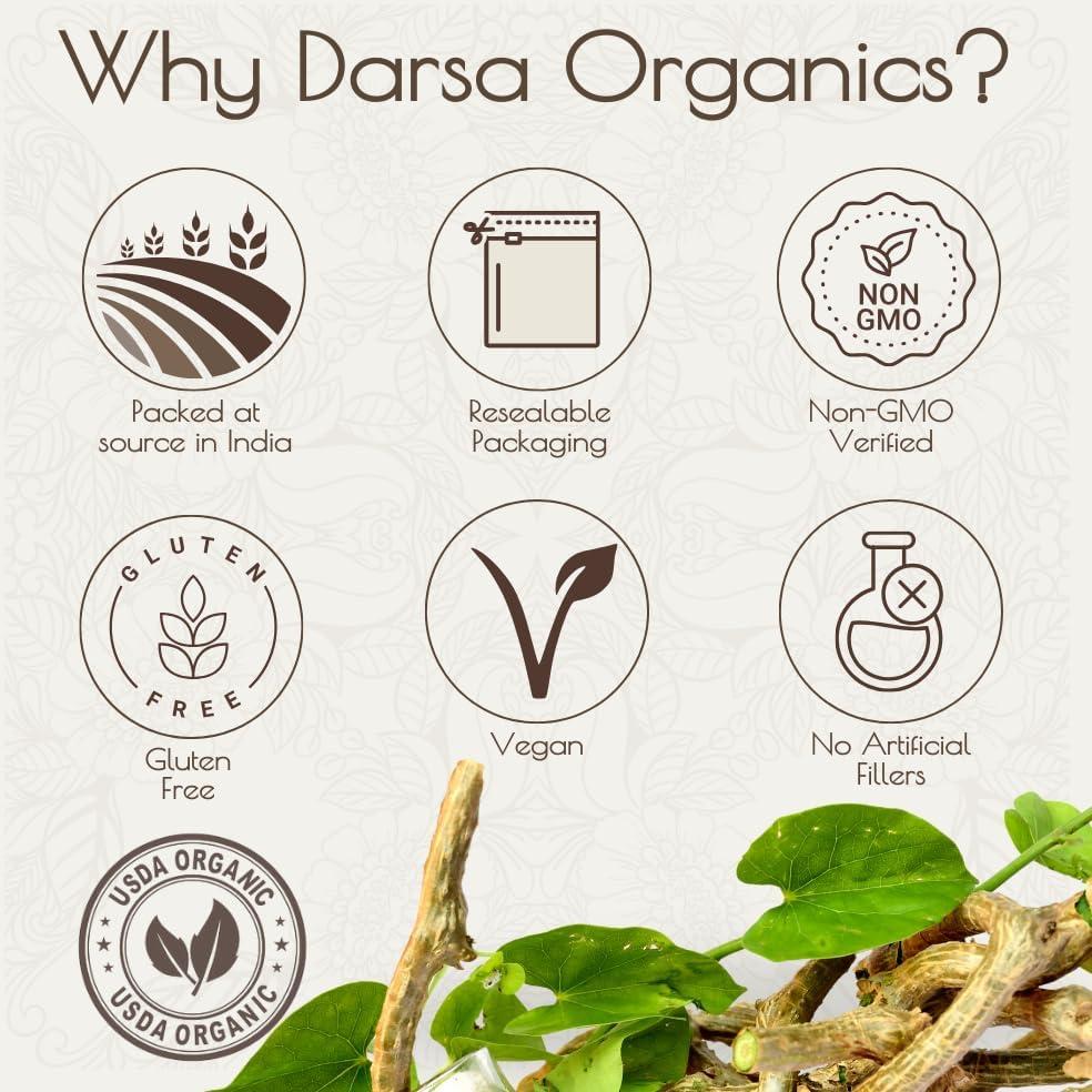 Polvo de Giloy Orgánico Darsa 227 g - Hierba Ayurvédica para Inmunidad