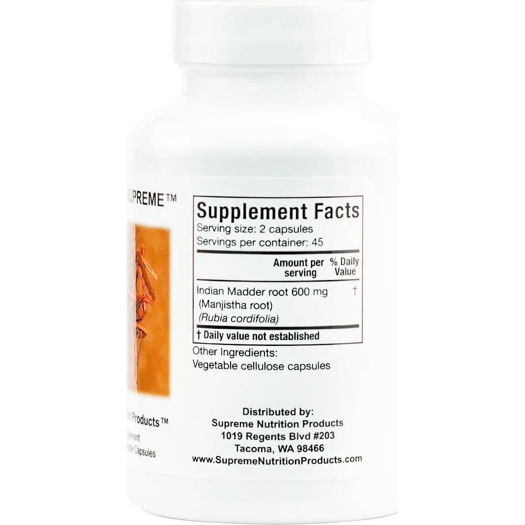 Cápsulas Vegetarianas Manjistha Supreme 90 Unidades - Supreme Nutrition