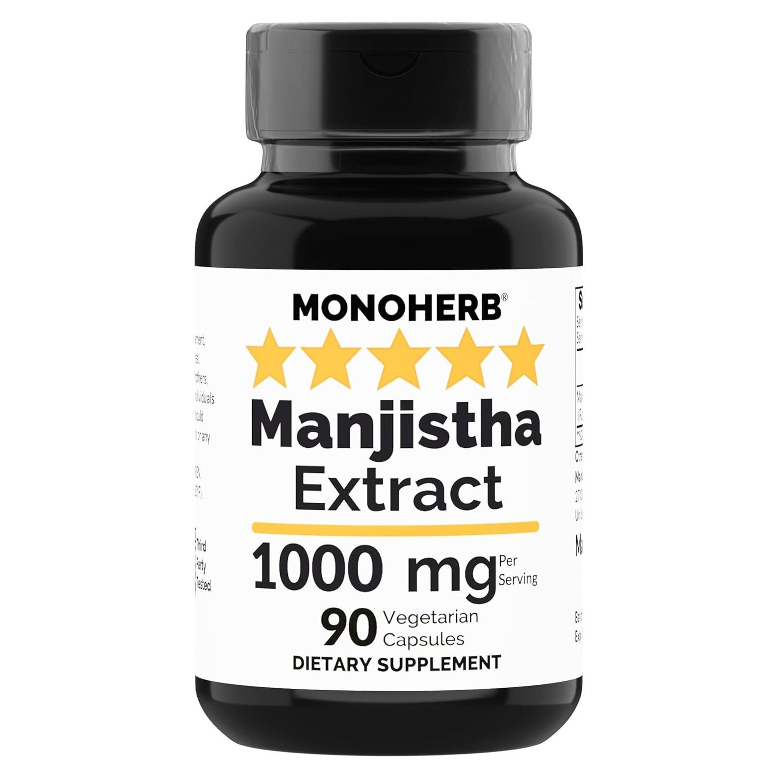 Manjistha 1000 mg - 90 Cápsulas Vegetarianas - Extracto Puro