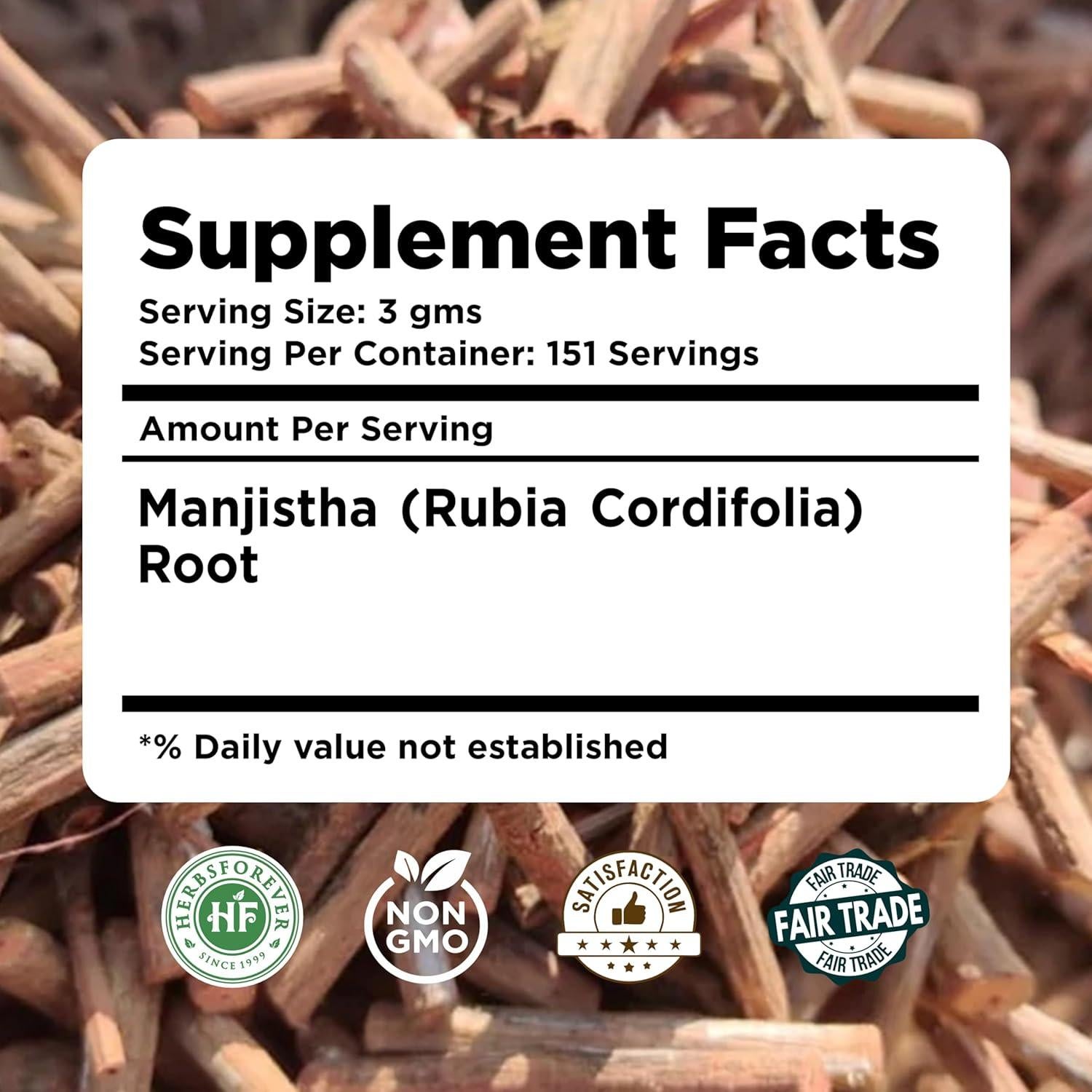 Polvo de Manjistha HerbsForever 454g | Rubia Cordifolia Natural