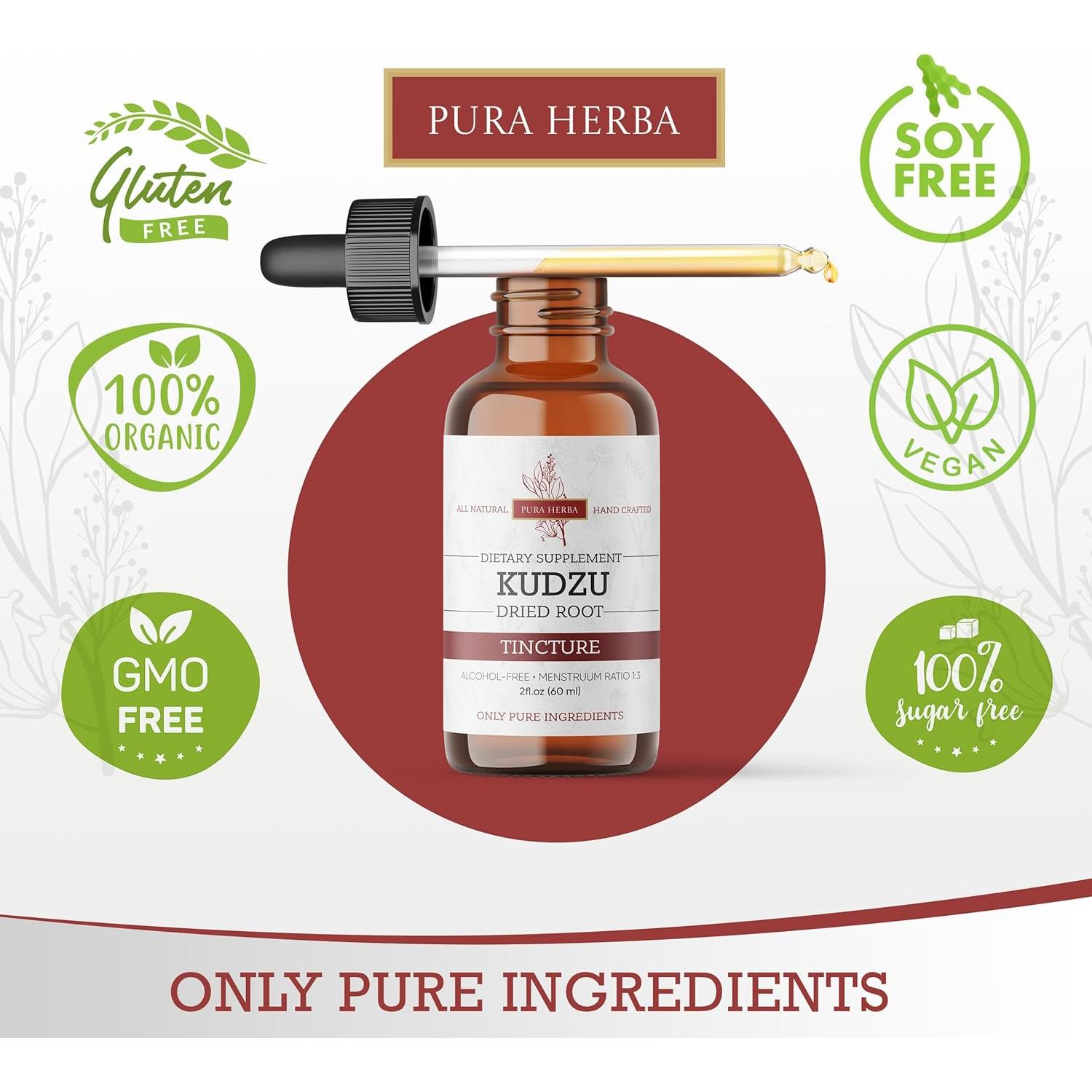 Extracto de Raíz de Kudzu Orgánico Pura Herba 59 ml Vegano