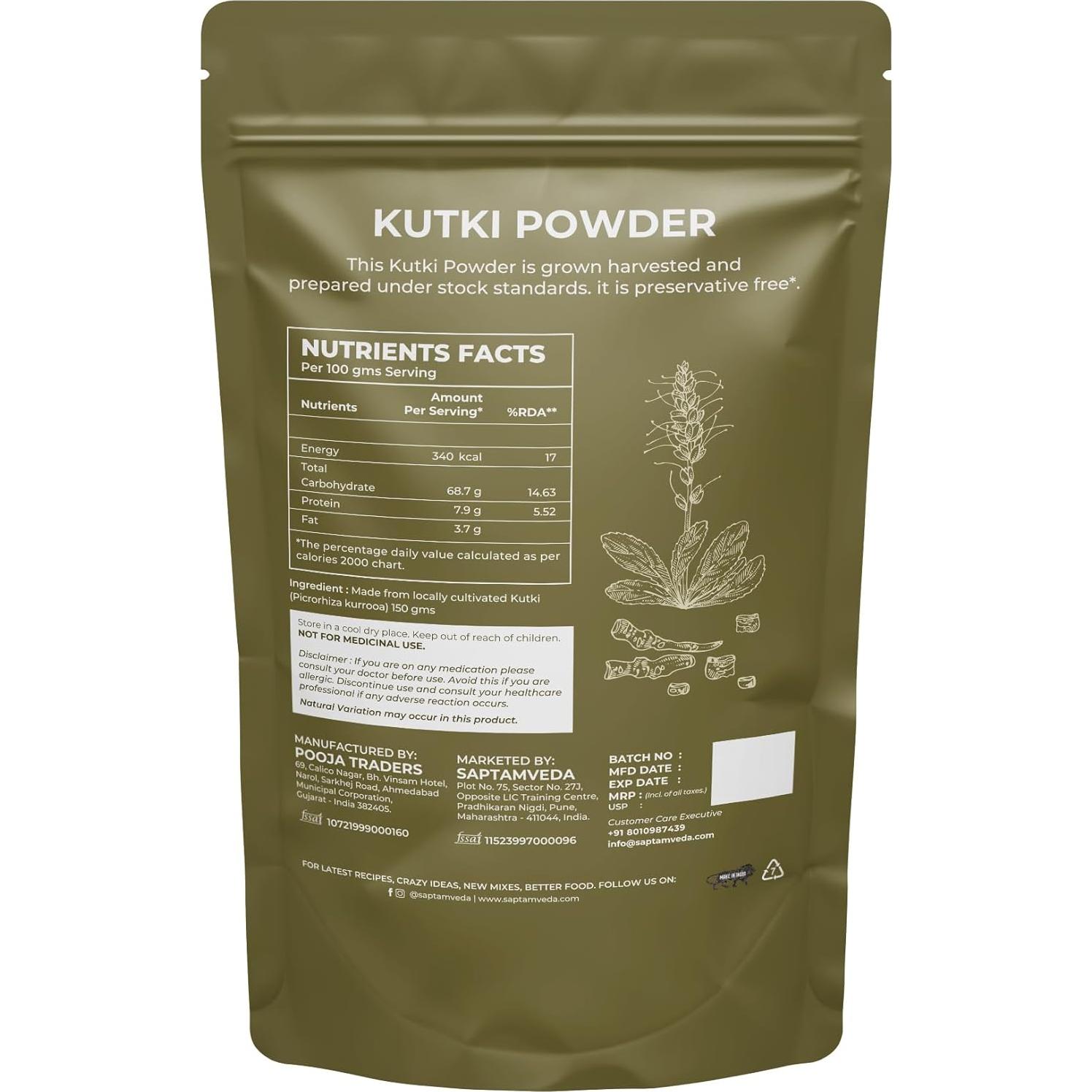 Polvo de Kutki Orgánico Saptamveda 150 g - Soporte Hepático