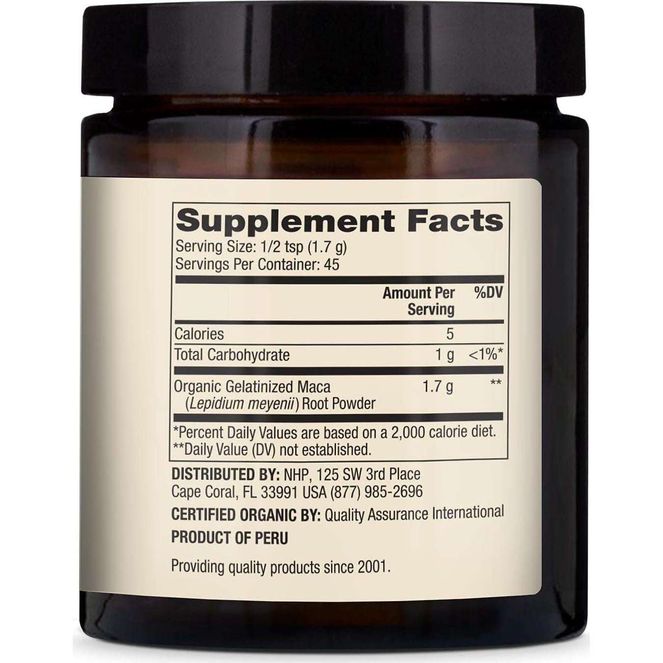 Suplemento de Maca Orgánica Gelatinizada Dr. Mercola 76.3 g