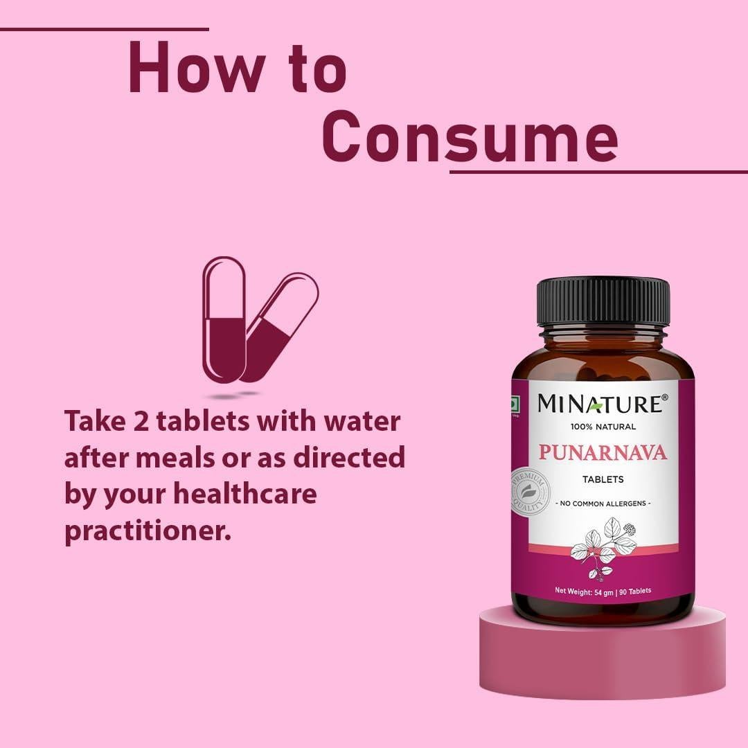 Tabletas de Punarnava mi Nature 90 Tabletas 1000 mg Veganas