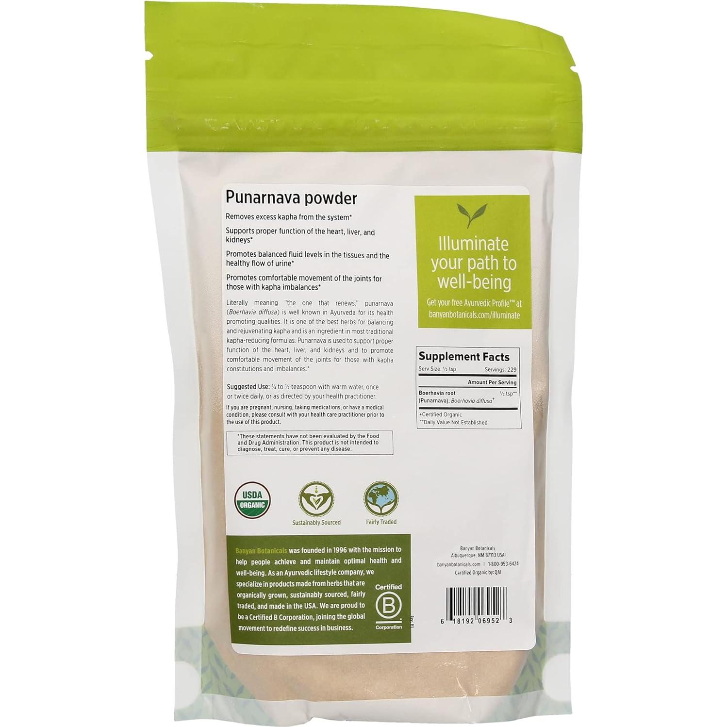 Polvo de Punarnava Orgánico Banyan Botanicals 0.23 kg - Vegano