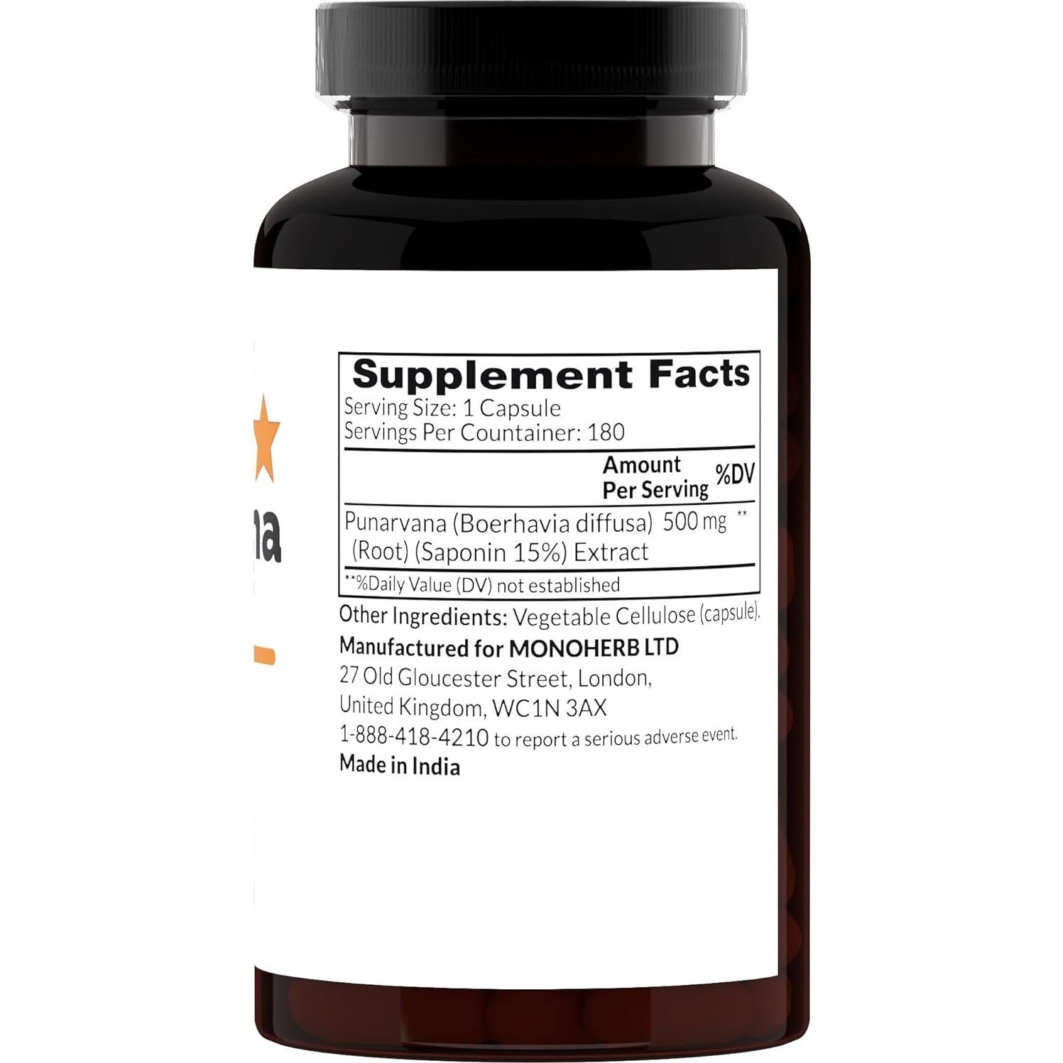 Extracto de Punarvana Monoherb 500 mg - 180 Cápsulas