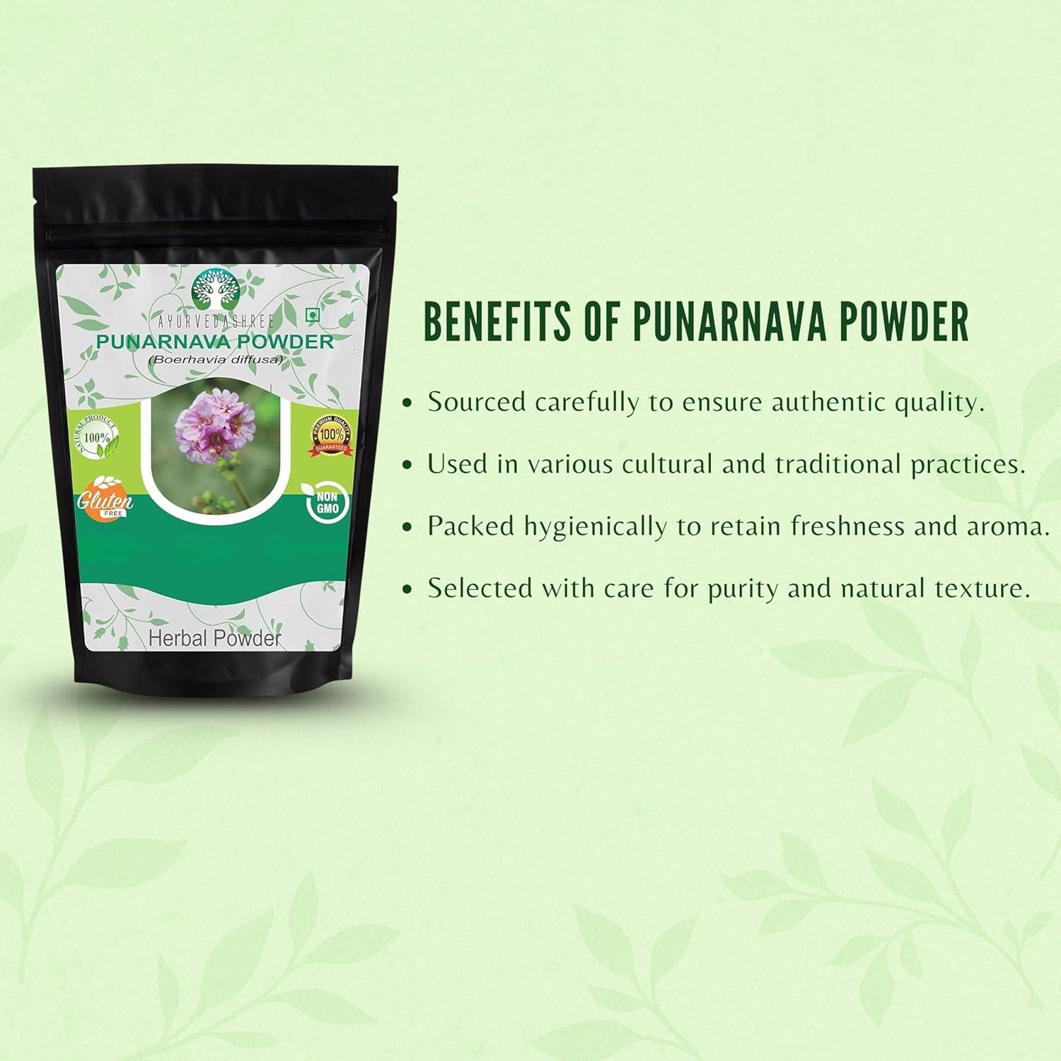 Polvo de Punarnava 100 g AHIPL - Sin OGM, Vegano, Sin Gluten