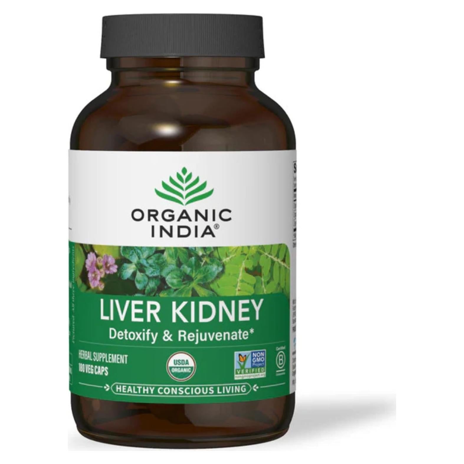 Suplemento Herbal Organic India Hígado Riñón 180 Cápsulas