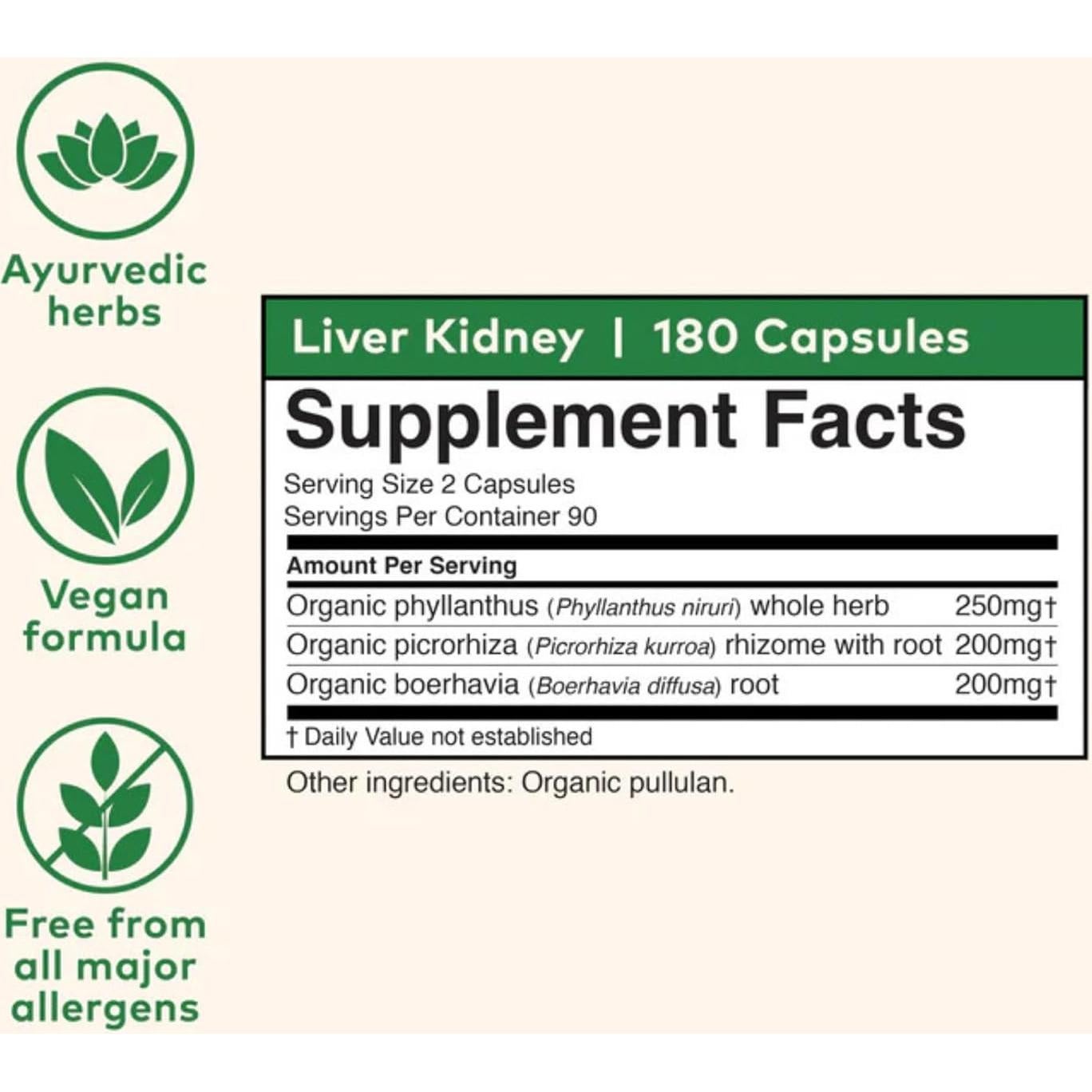 Suplemento Herbal Organic India Hígado Riñón 180 Cápsulas