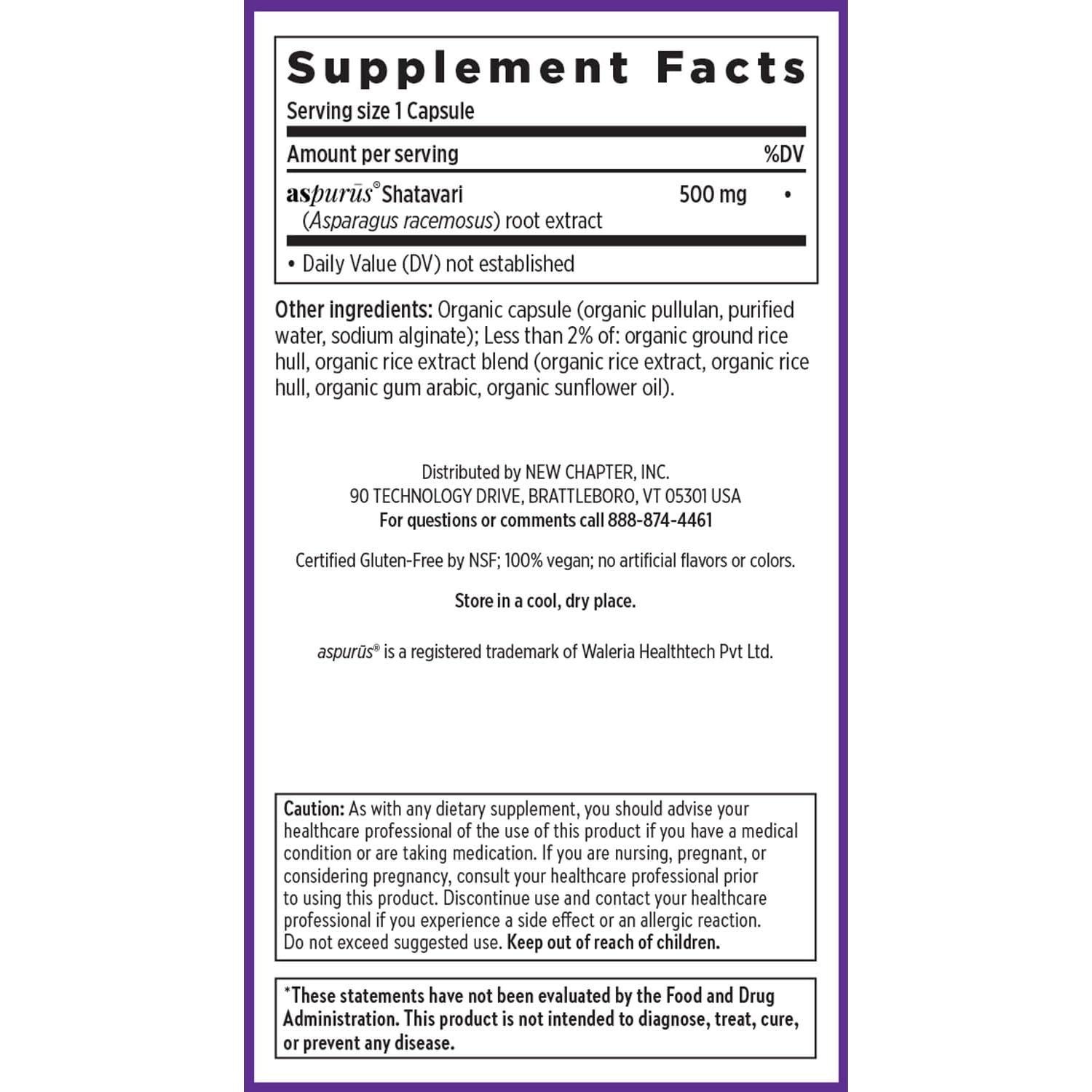 Suplemento Shatavari New Chapter 30 cápsulas - Alivio menopausia