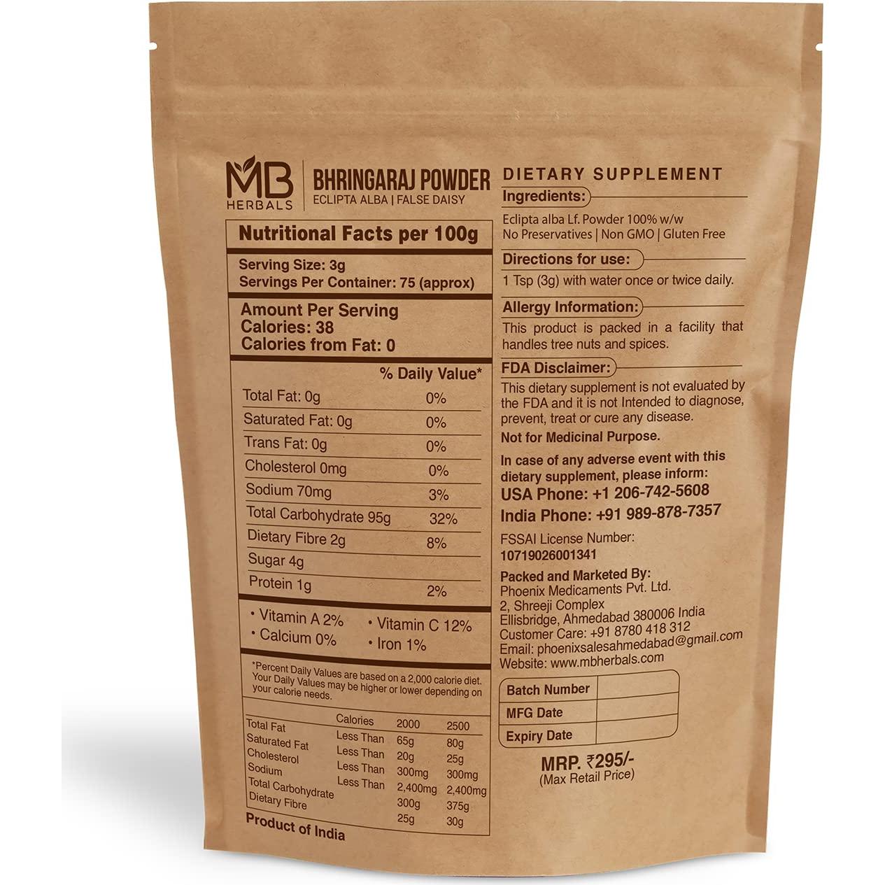 Polvo de Bhringraj MB Herbals 227g - Cuidado del Cabello