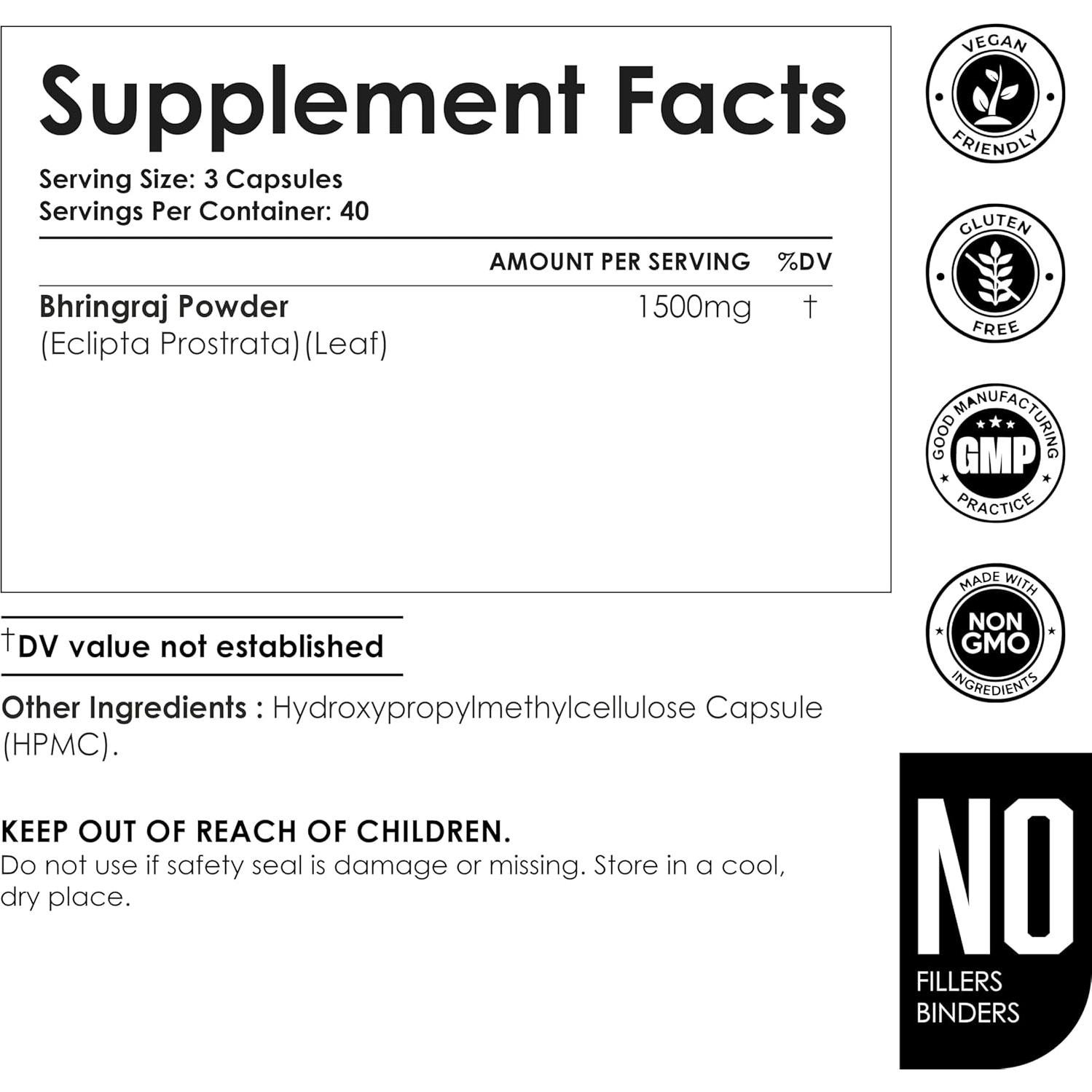 Cápsulas de Bhringraj Orgánico Amalth 1500mg - 120 Veganas