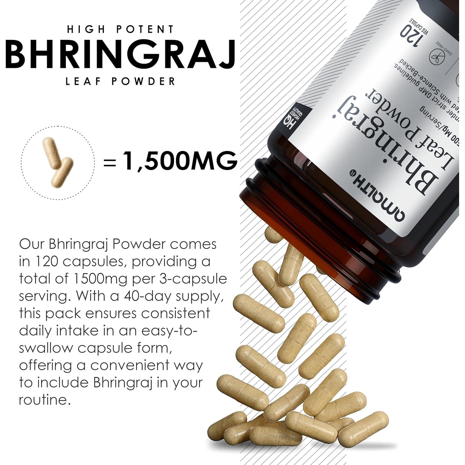 Cápsulas de Bhringraj Orgánico Amalth 1500mg - 120 Veganas