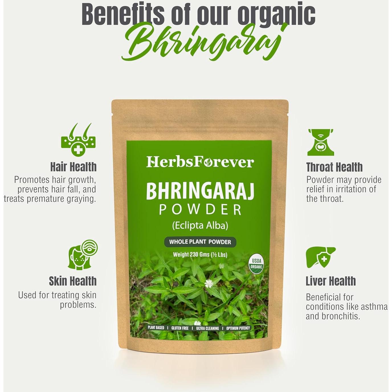 Polvo de Bhringaraj HerbsForever 230g - Cuidado Natural del Cabello