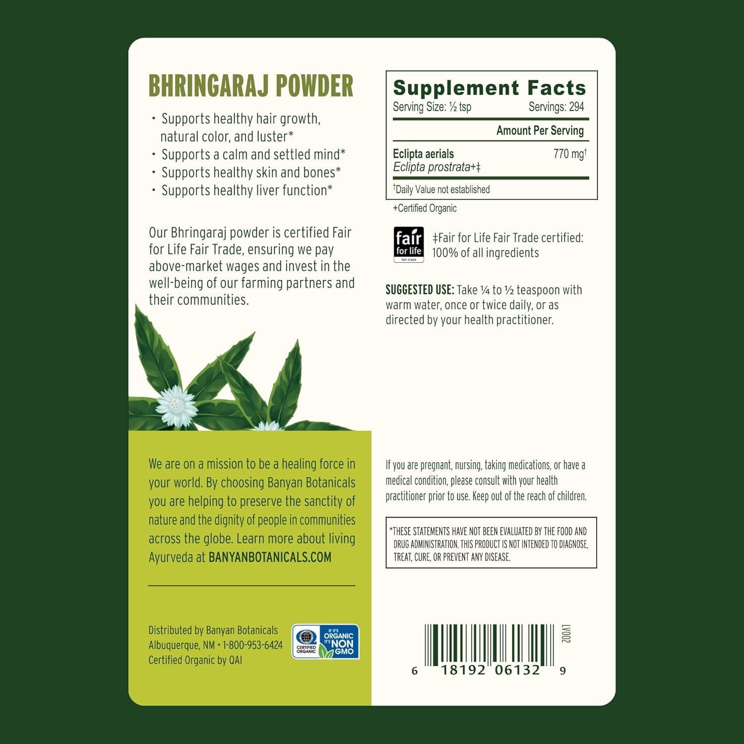 Polvo de Bhringaraj Orgánico Banyan Botanicals 226.8 g