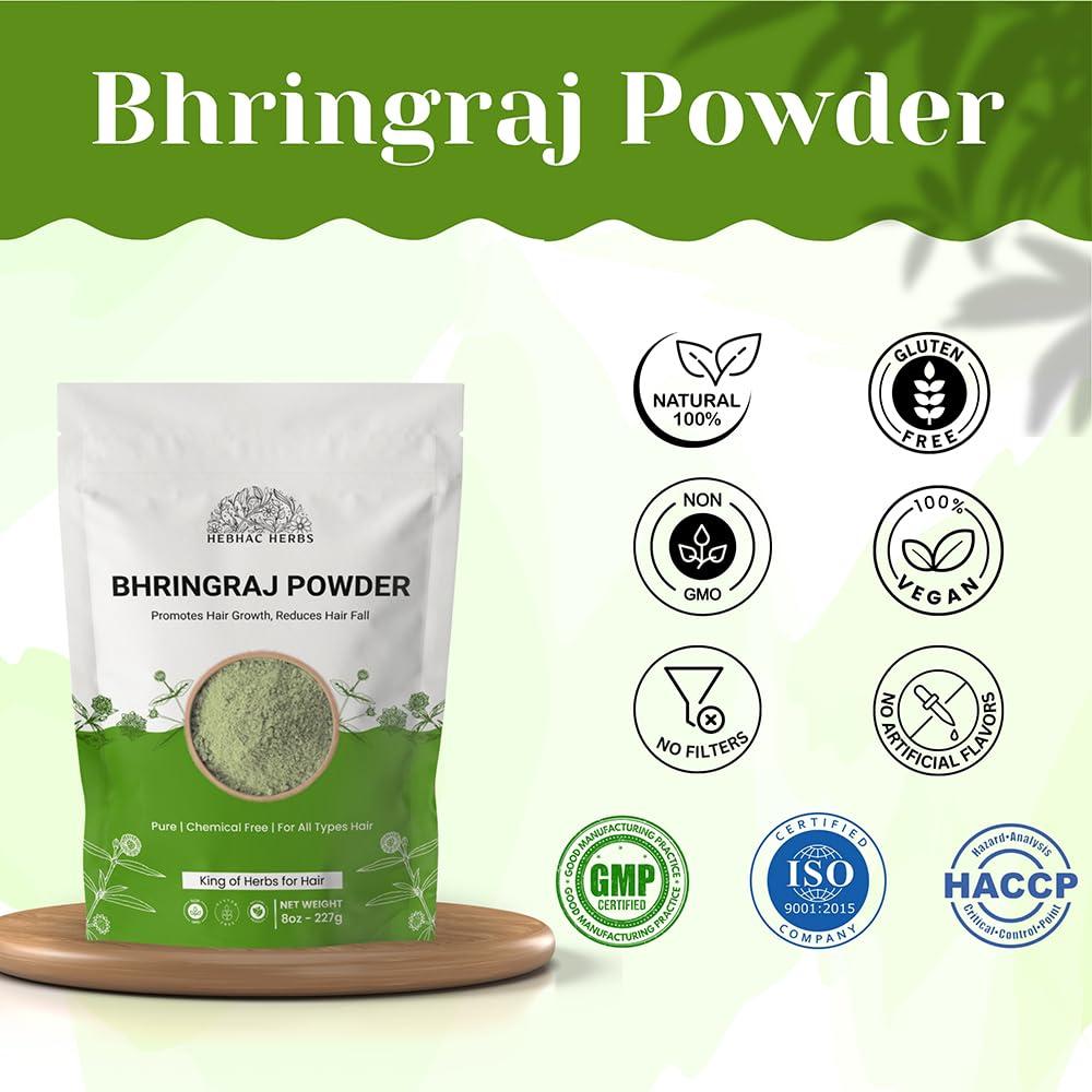 Polvo de Bhringraj 227g - Hebhac Herbs para Crecimiento del Cabello