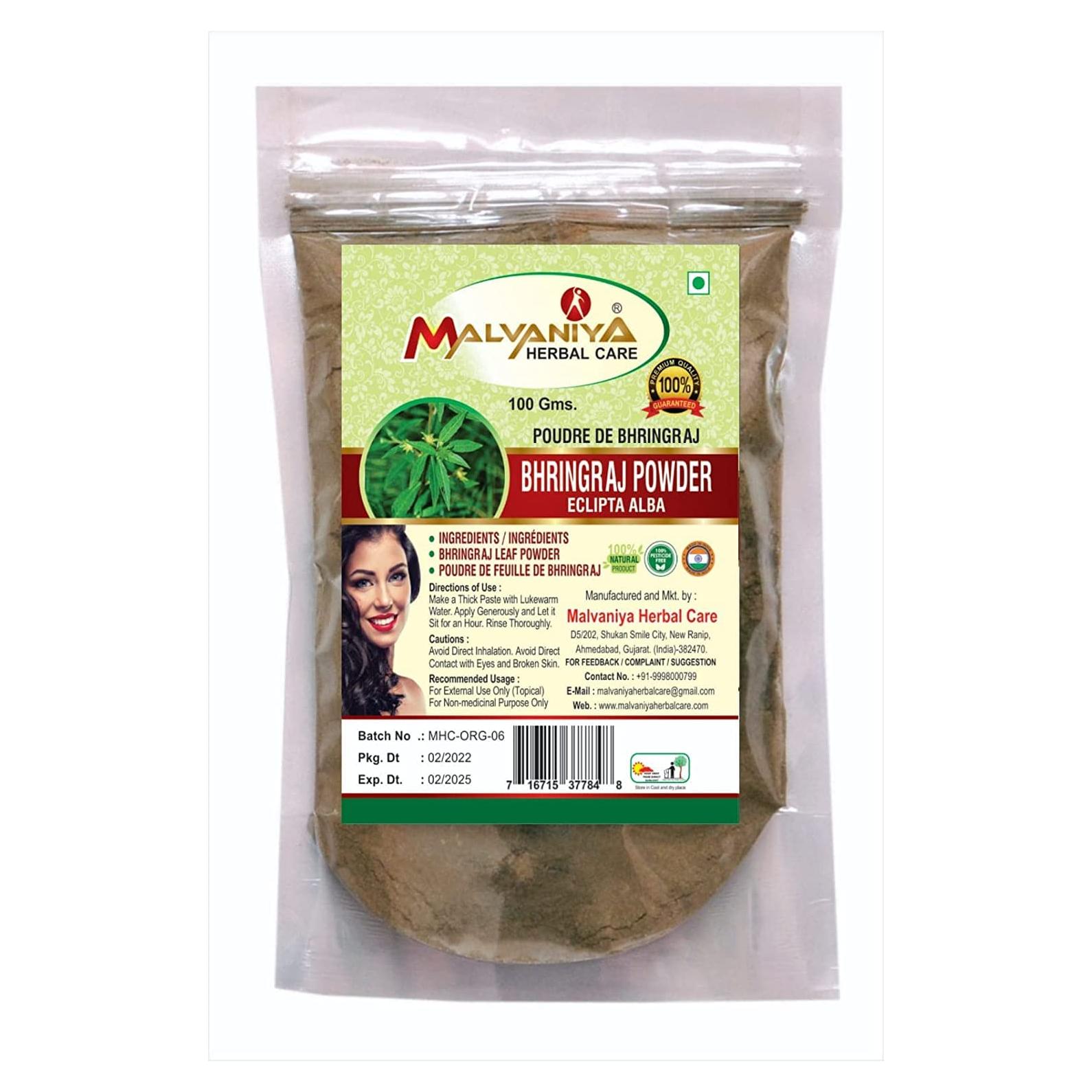 Polvo de Bhringraj Natural 100g - Malvaniya Herbal Care