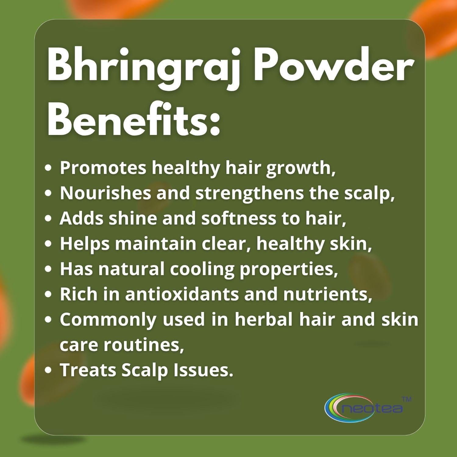 Polvo de Bhringraj Neotea 100% Natural 100g - Cuidado del Cabello