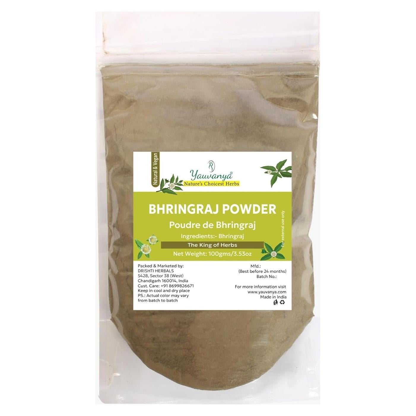 Polvo Bhringraj Yauvanya 100g - Fortalece y Nutre Cabello
