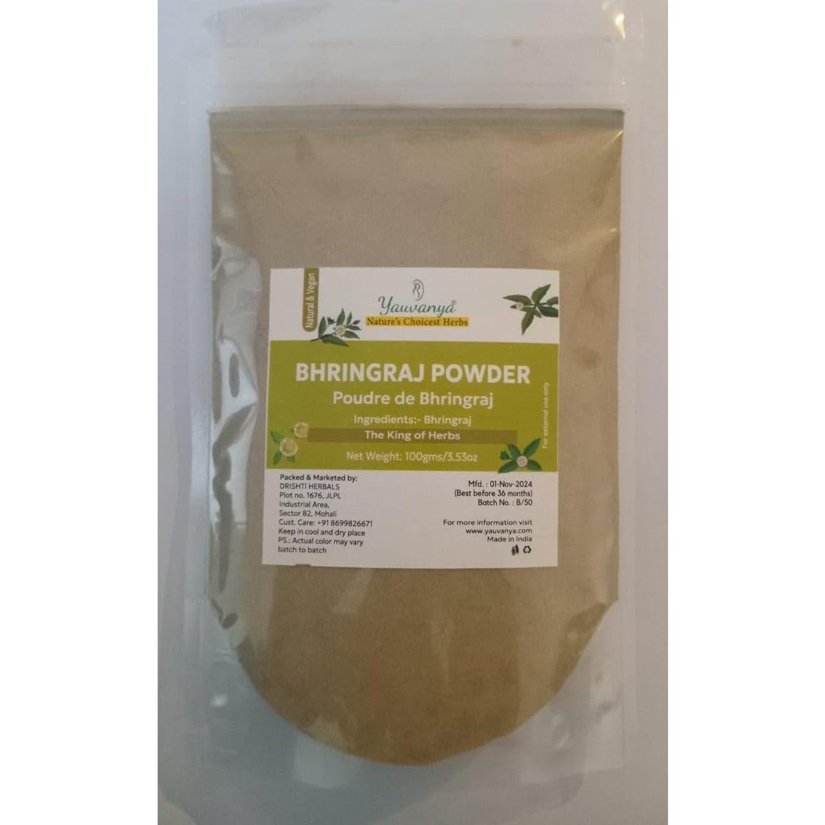Polvo Bhringraj Yauvanya 100g - Fortalece y Nutre Cabello