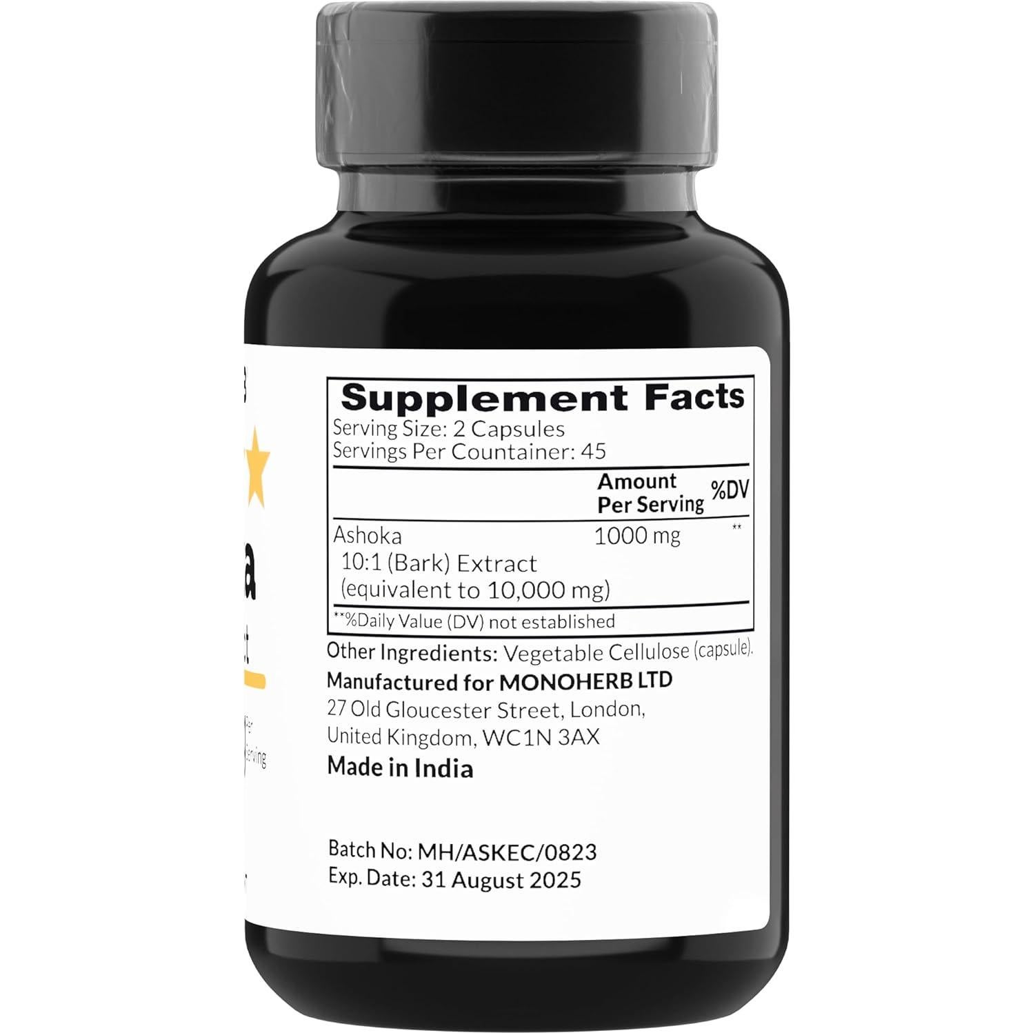 Extracto de Ashoka MONOHERB 1000 mg - 90 Cápsulas Vegetarianas