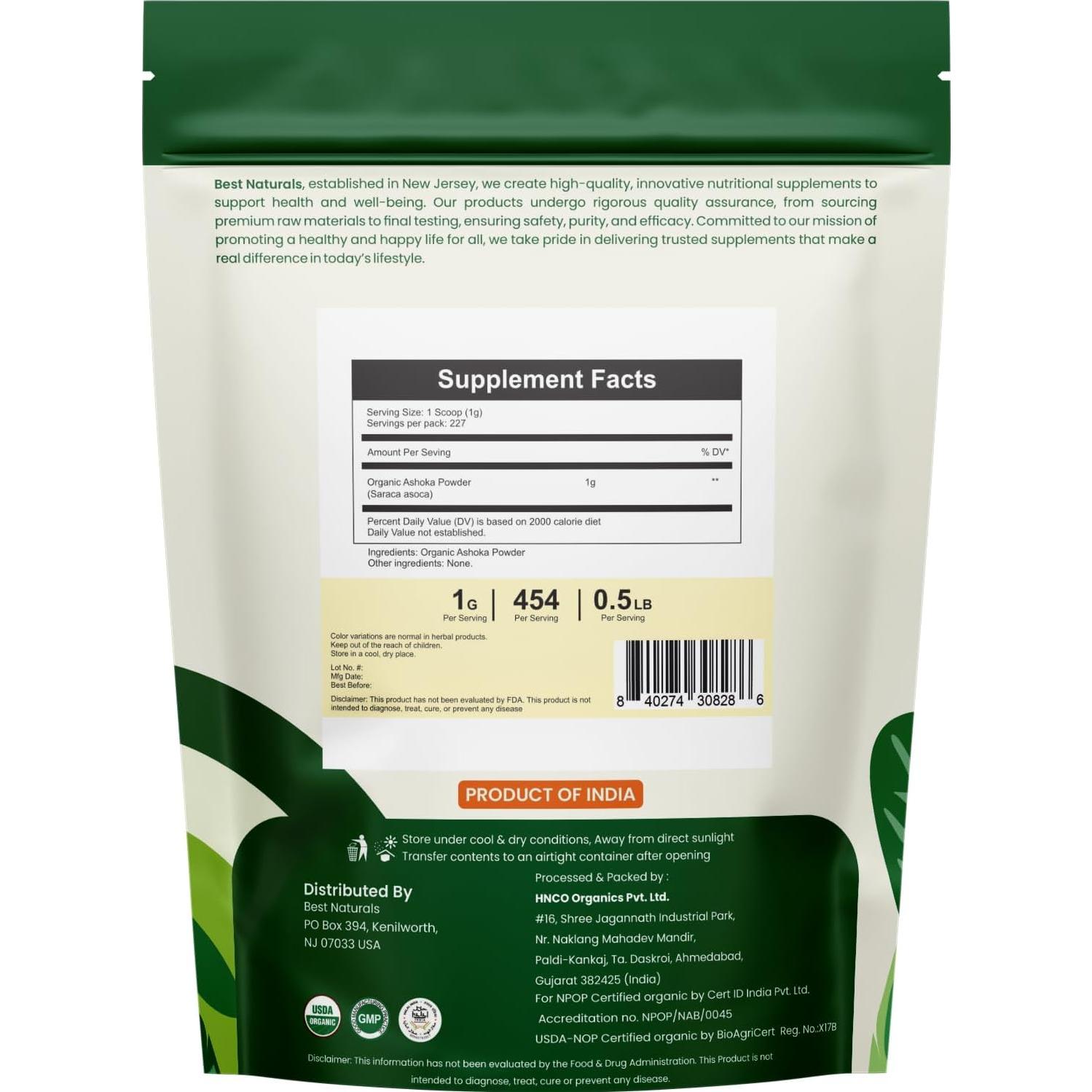 Polvo de Ashoka Orgánico Mejor Naturales 227g Sin Gluten