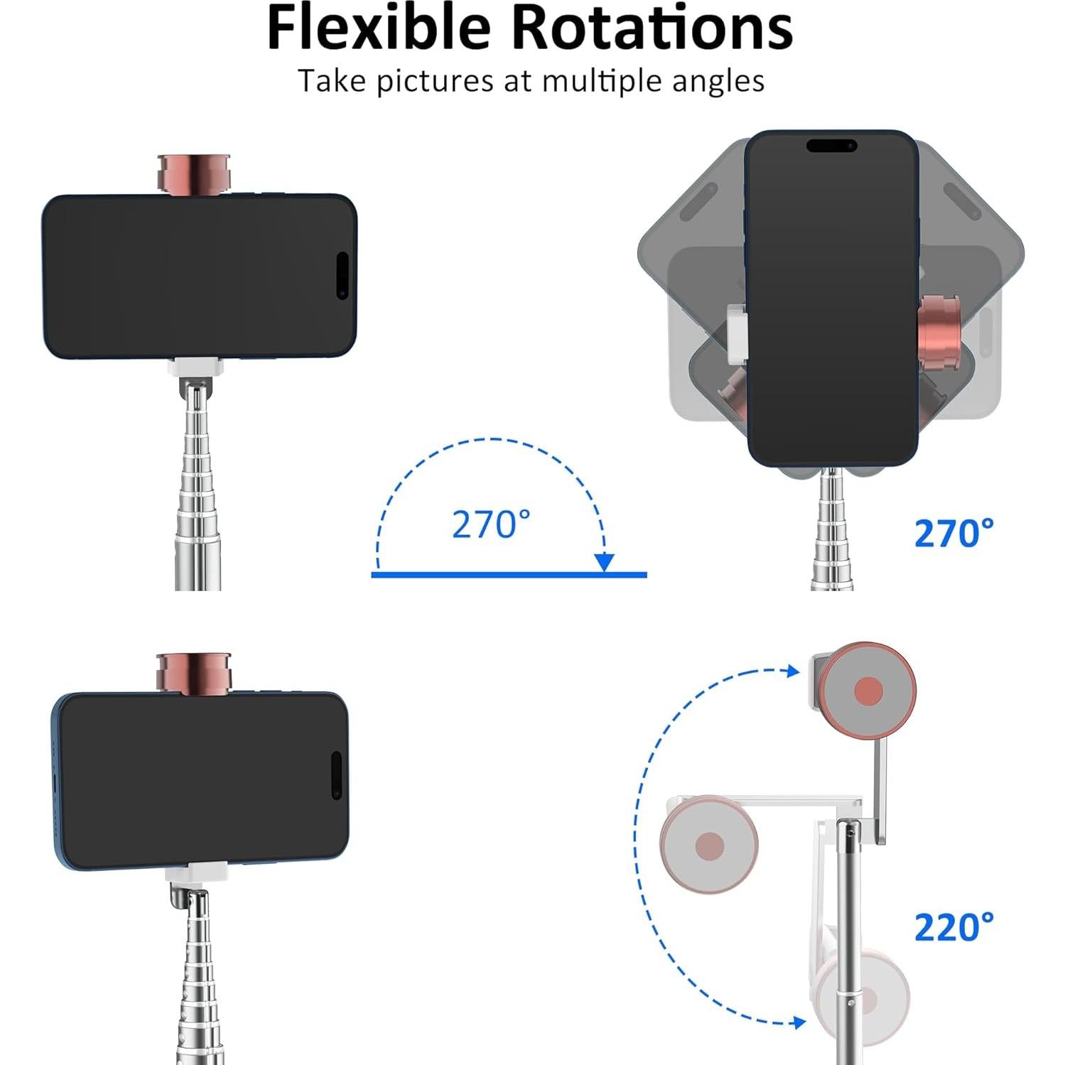 Trípode de selfie Pperfcoo 202 aluminio 270° rotación