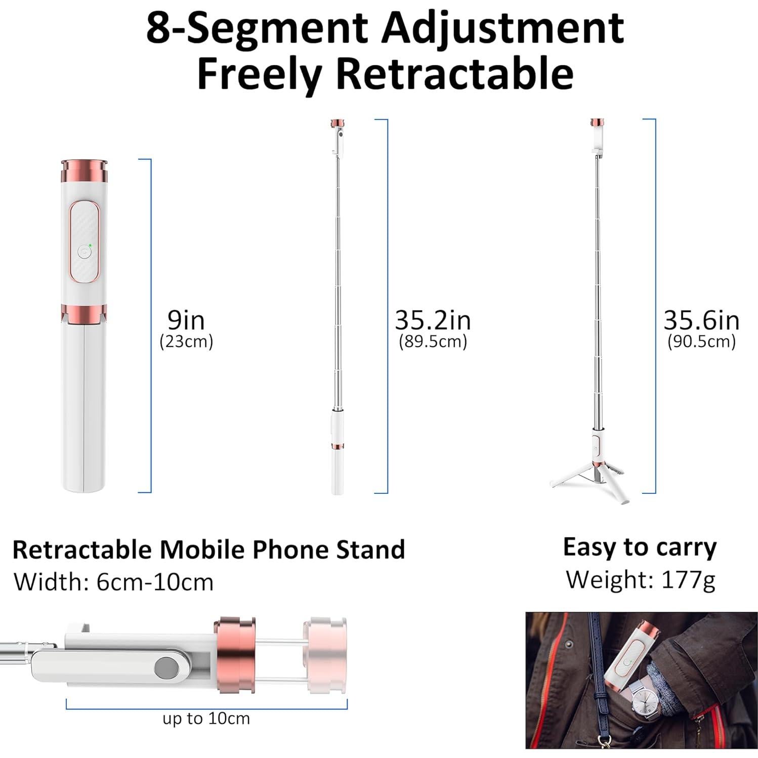 Trípode de selfie Pperfcoo 202 aluminio 270° rotación