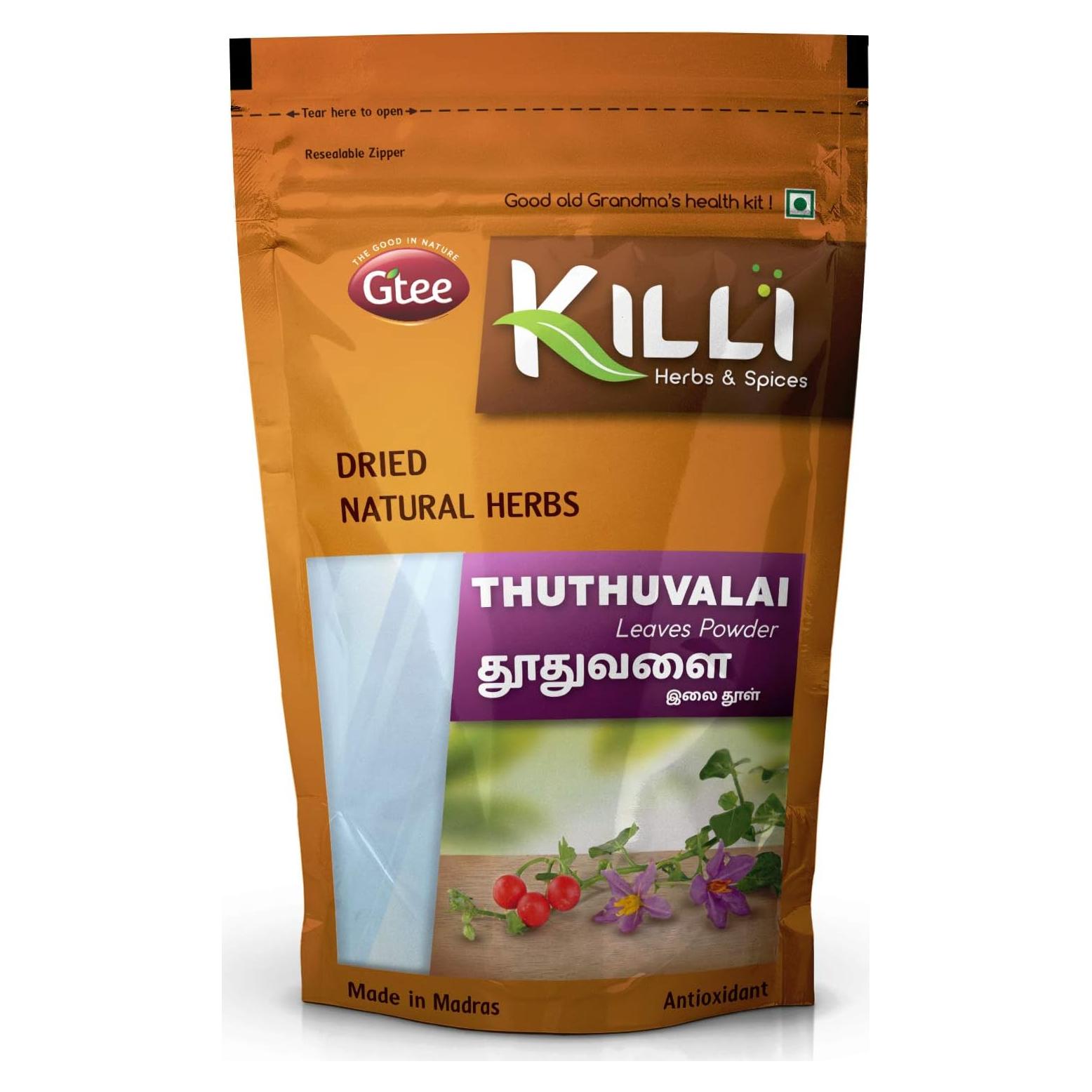 Polvo de Hojas Thuthuvalai KILLI 100g - Berenjena Trepadora
