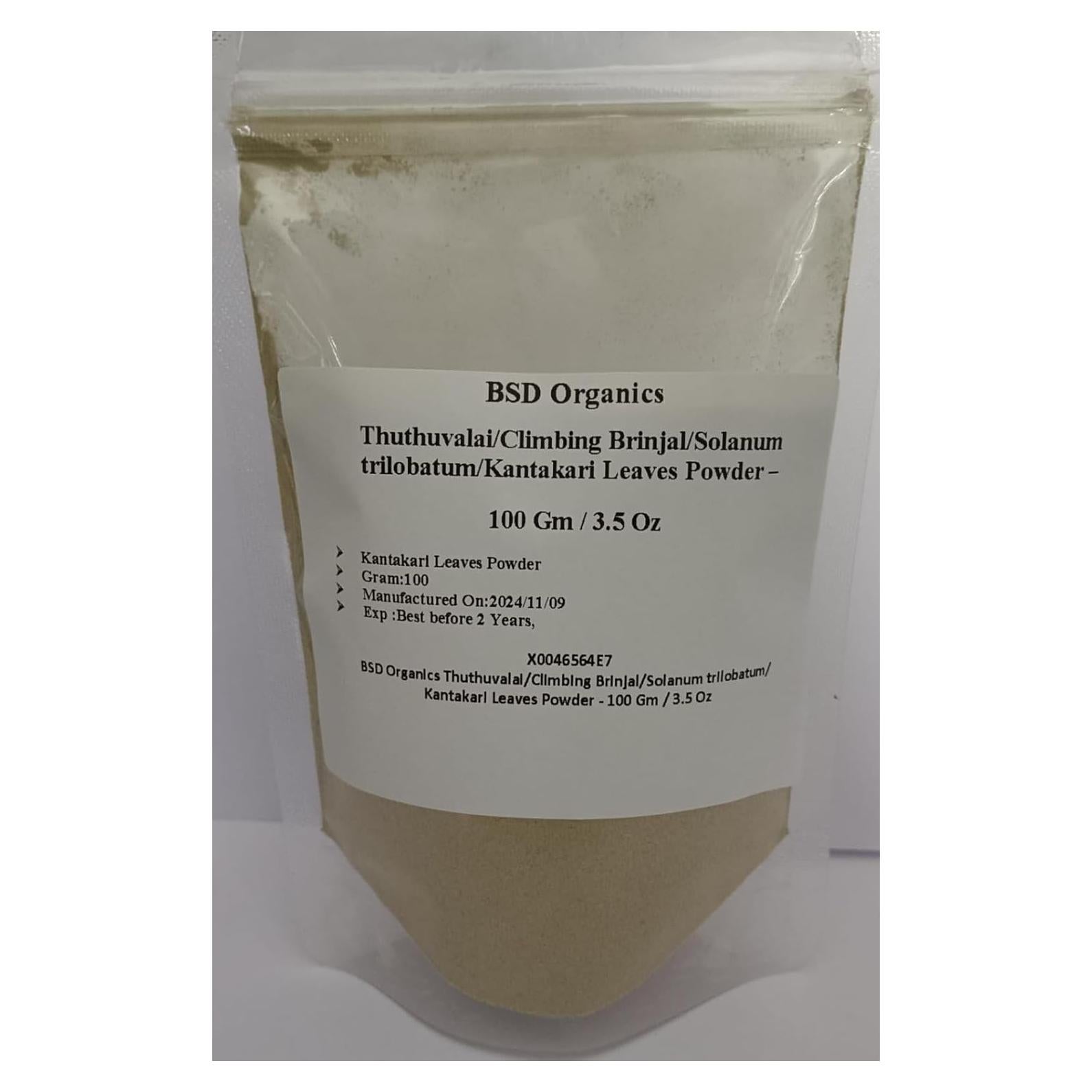 Polvo de Hojas de Thuthuvalai 100 g - Solanum trilobatum