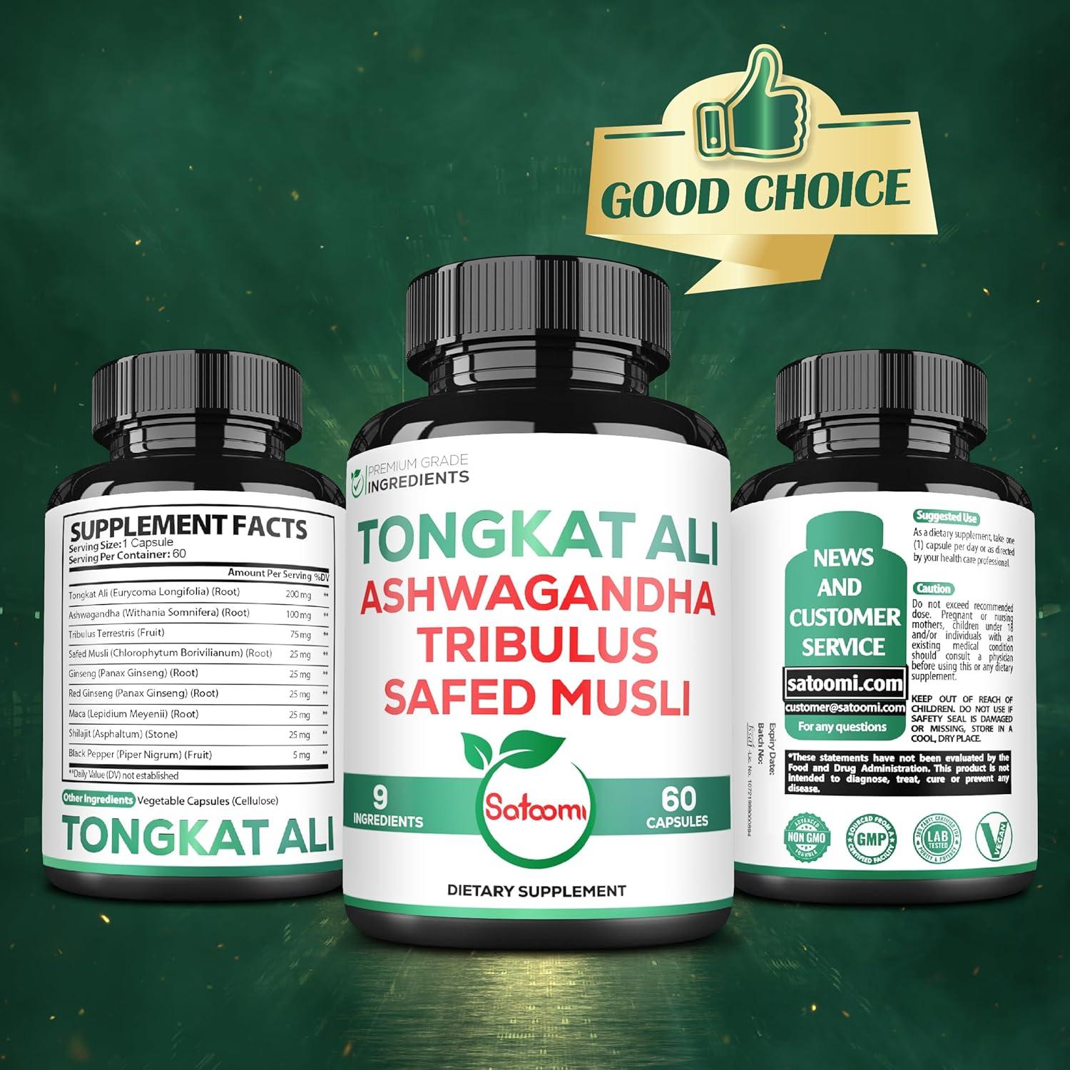 Satoomi Extracto de Raíz de Tongkat Ali 200:1 - 60 Cápsulas Veganas