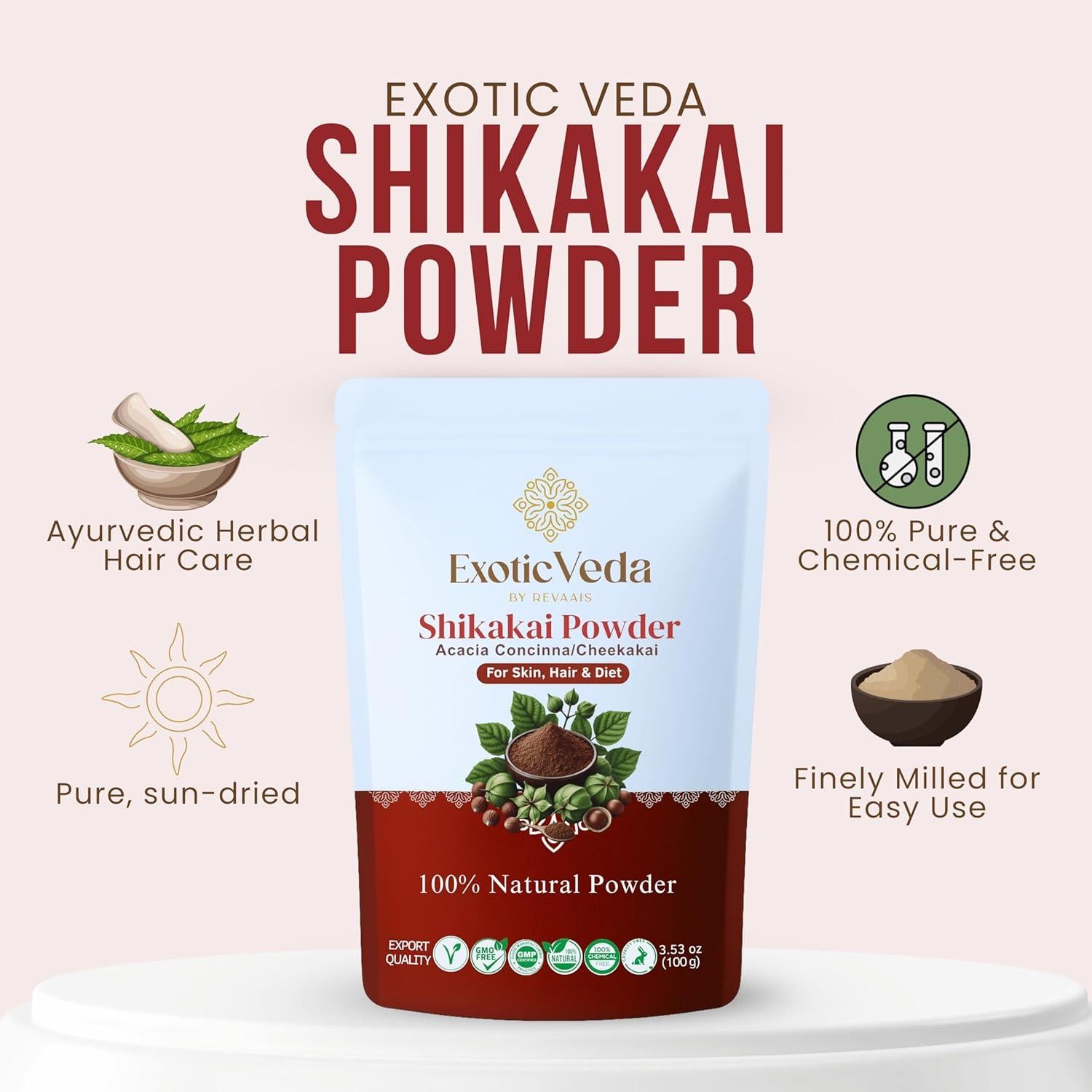 Polvo de Shikakai 100% Puro Exotic Veda 100g - Acondicionador Natural