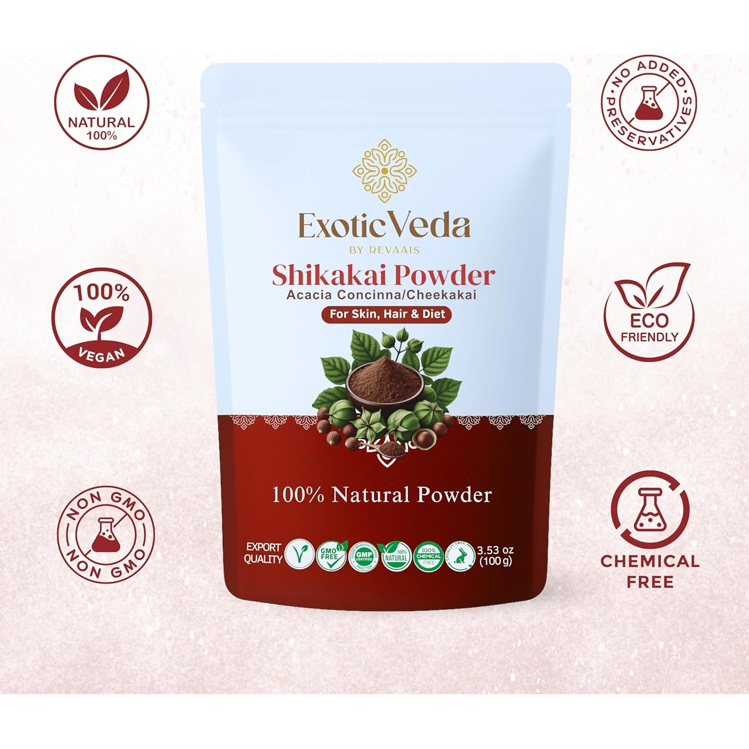 Polvo de Shikakai 100% Puro Exotic Veda 100g - Acondicionador Natural