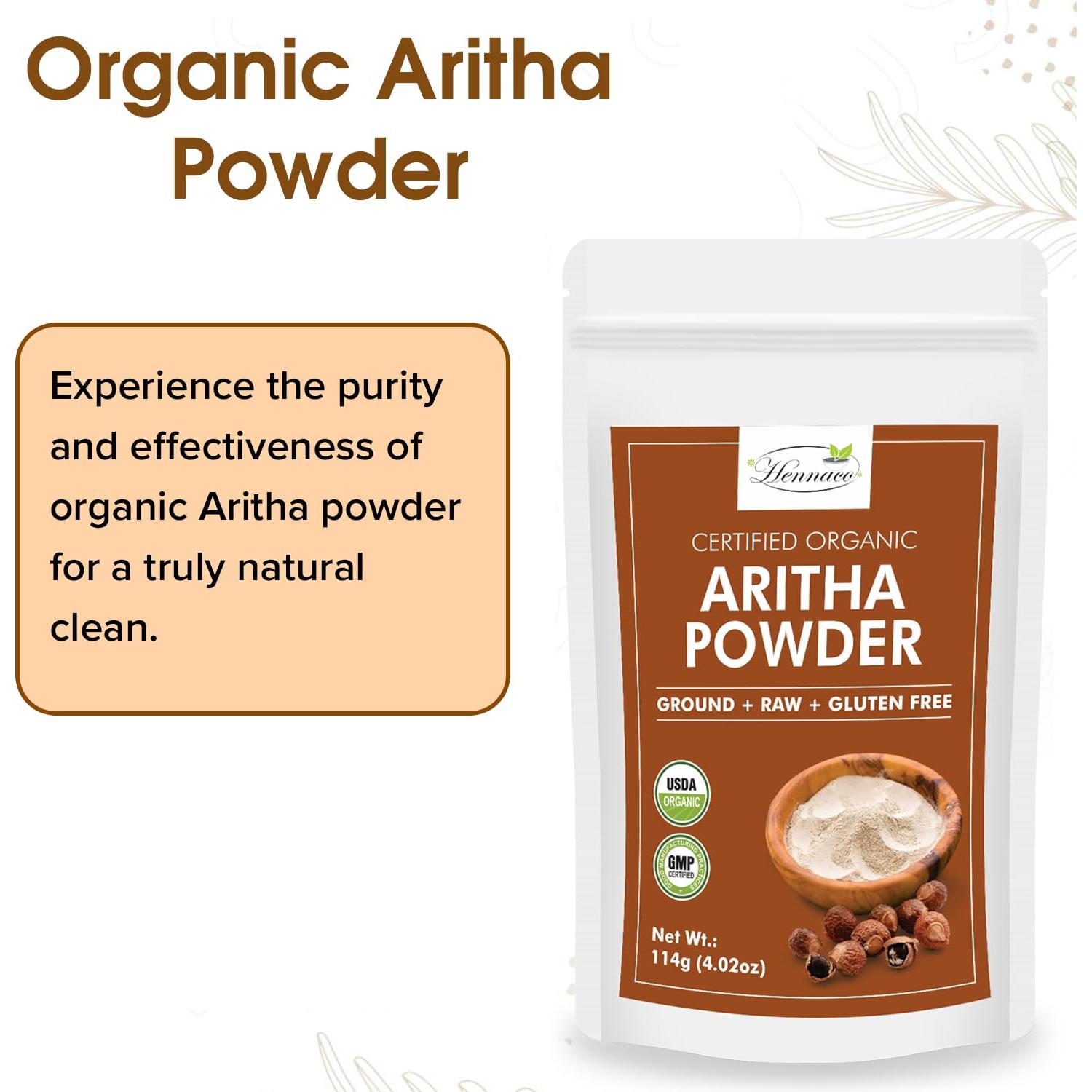 Polvo de Aritha Orgánico Hennaco 113.4g - Jabón Natural para Cabello y Piel