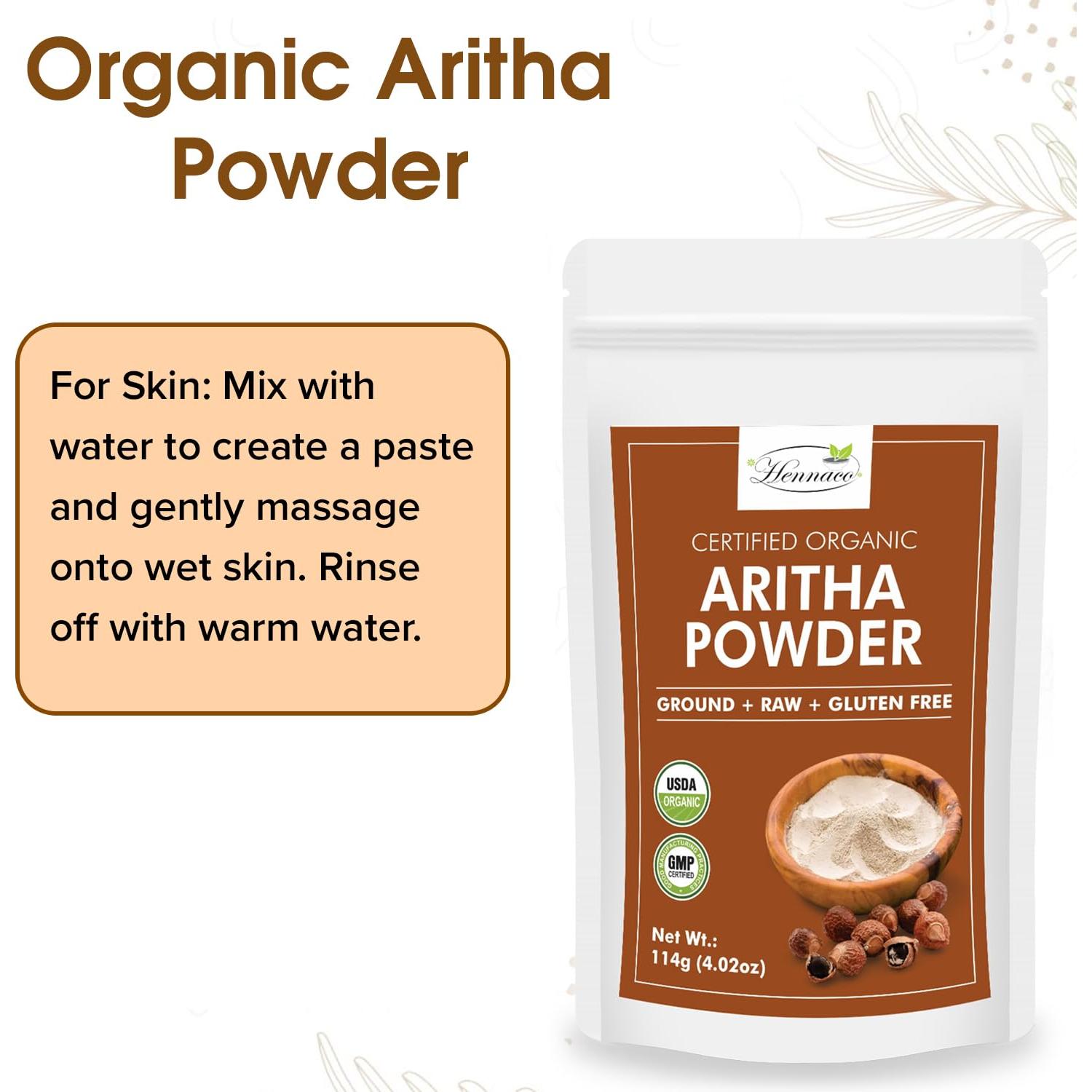 Polvo de Aritha Orgánico Hennaco 113.4g - Jabón Natural para Cabello y Piel