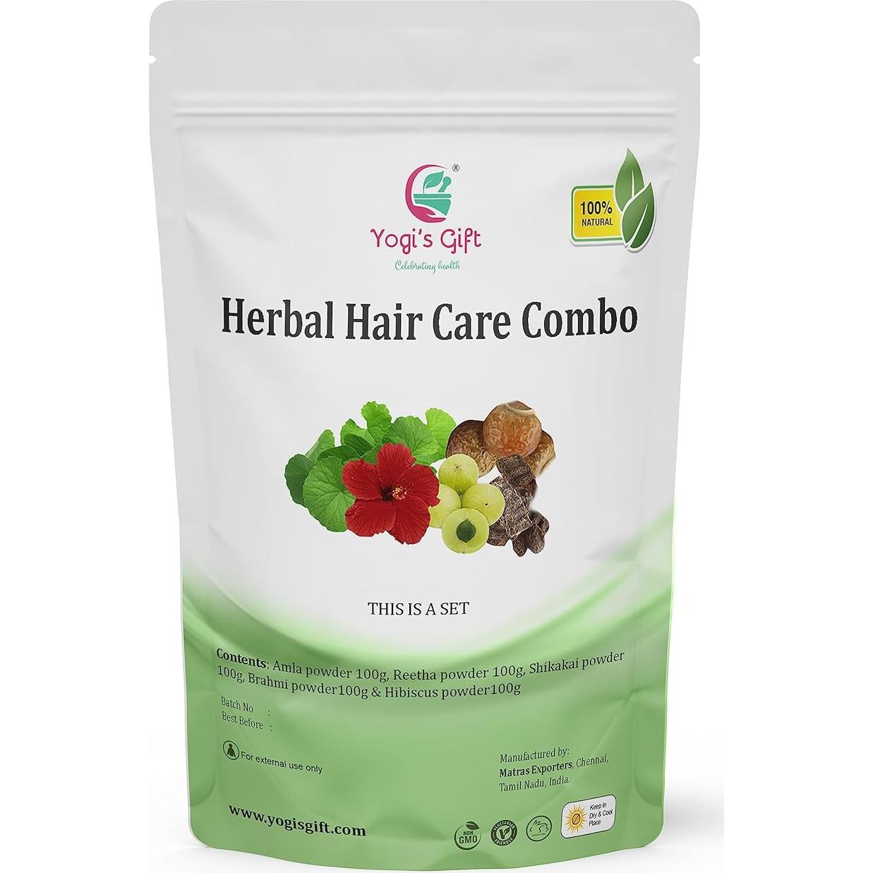 Paquete de Cuidado Capilar Herbal Yogi's Gift 500g - Amla, Reetha, Shikakai