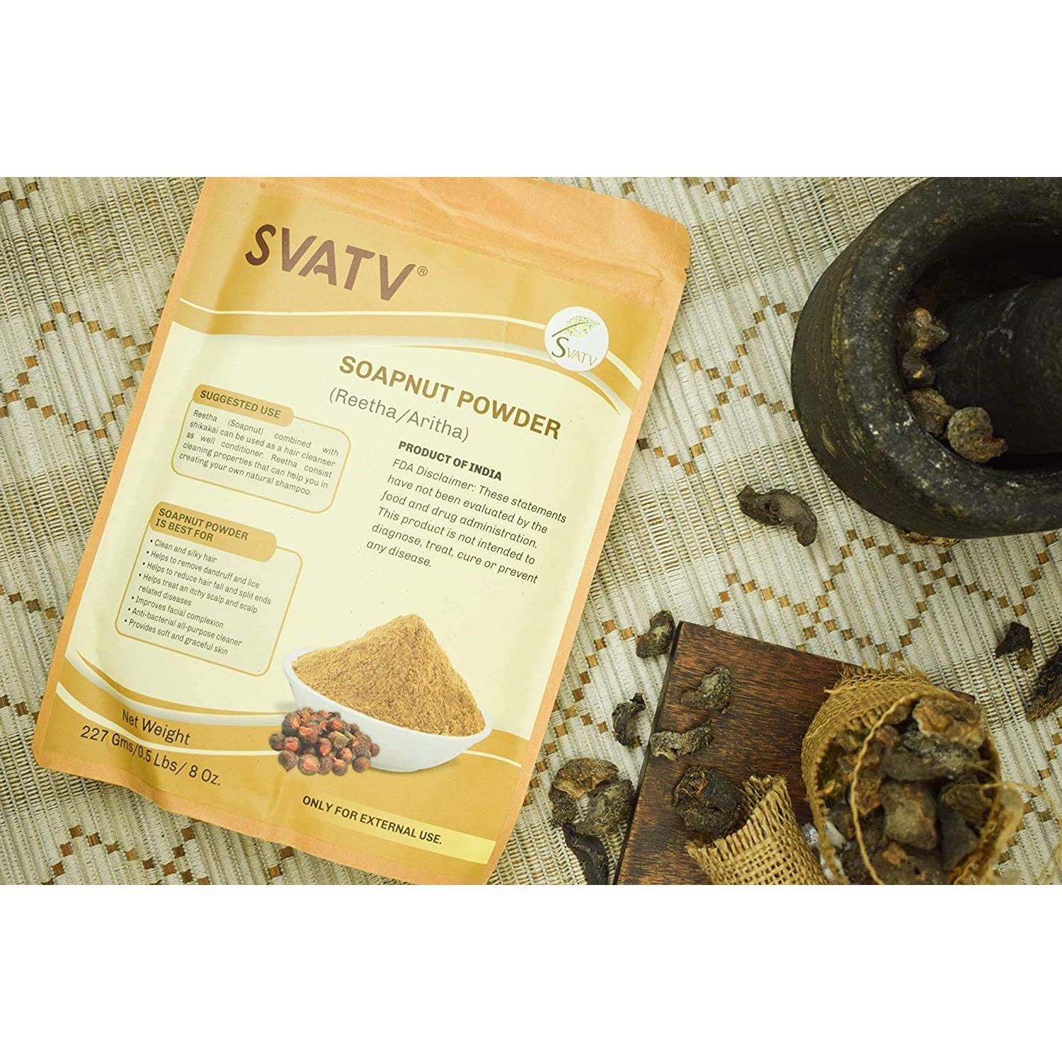 Polvo de Nuez de Jabón SVATV 227g | Champú Natural Ayurvédico