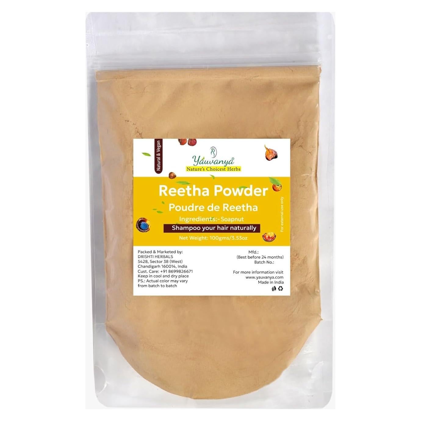 Polvo de Jabón Yauvanya Reetha 100g - Limpiador Natural Cabello